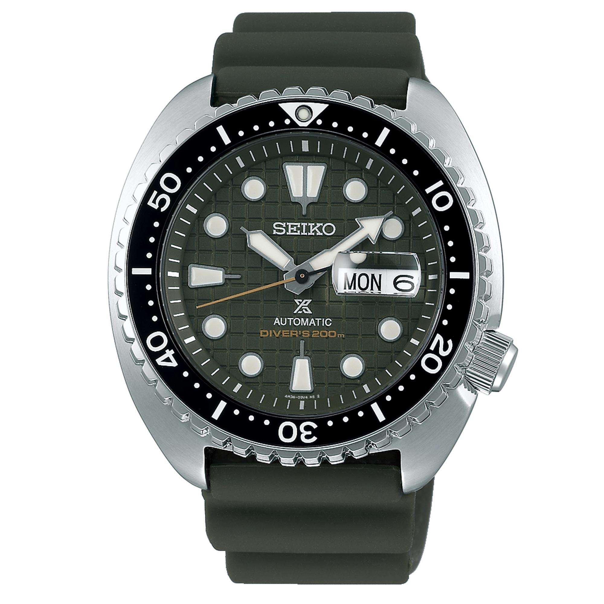 Seiko Prospex 'King Turtle' Automatik Grünes Zifferblatt Grünes Silikonarmband Herren Uhr SRPE05K1