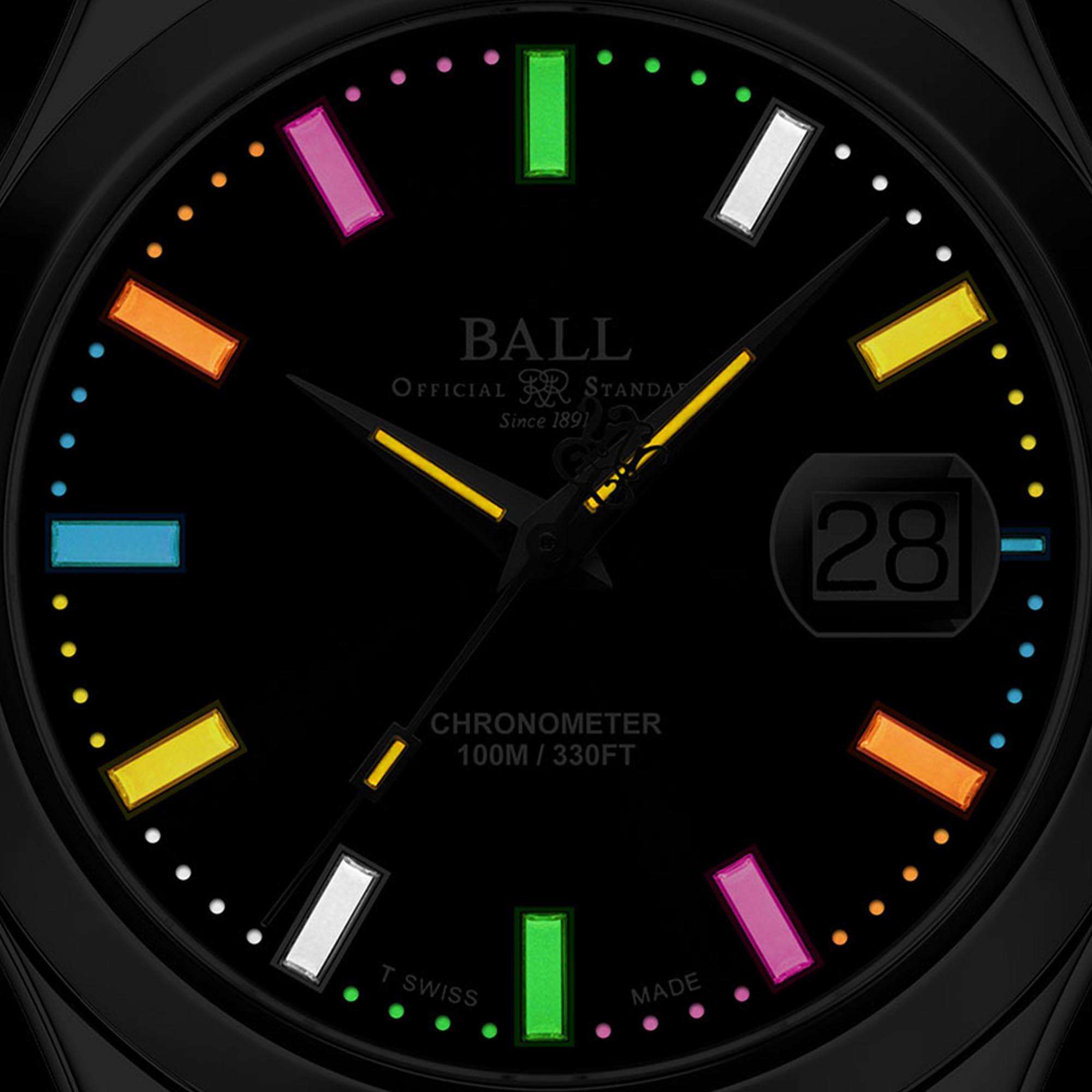 Ball Engineer III Marvelight Chronometer Automatik Schwarzes Zifferblatt Edelstahlarmband Herren Uhr NM9026C-S28C-BK