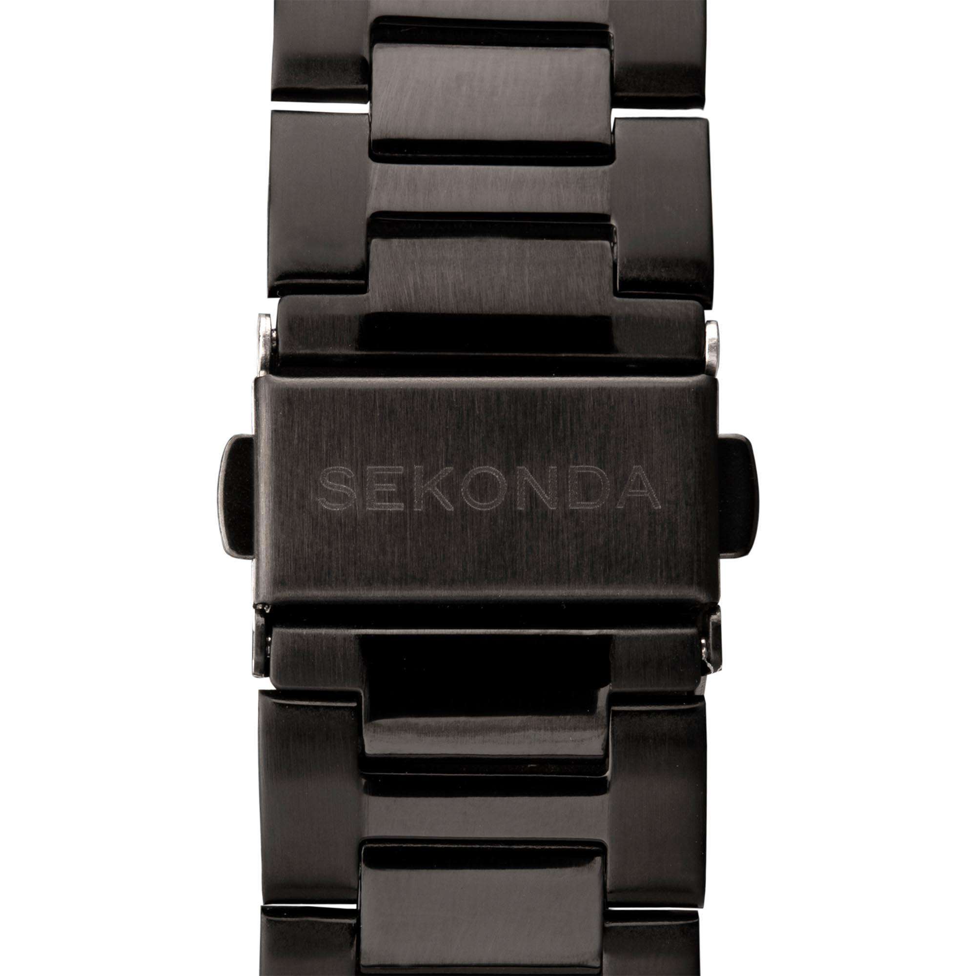 Sekonda Sports Quartz Black Dial Black Stainless Steel Bracelet Men's Watch 1980
