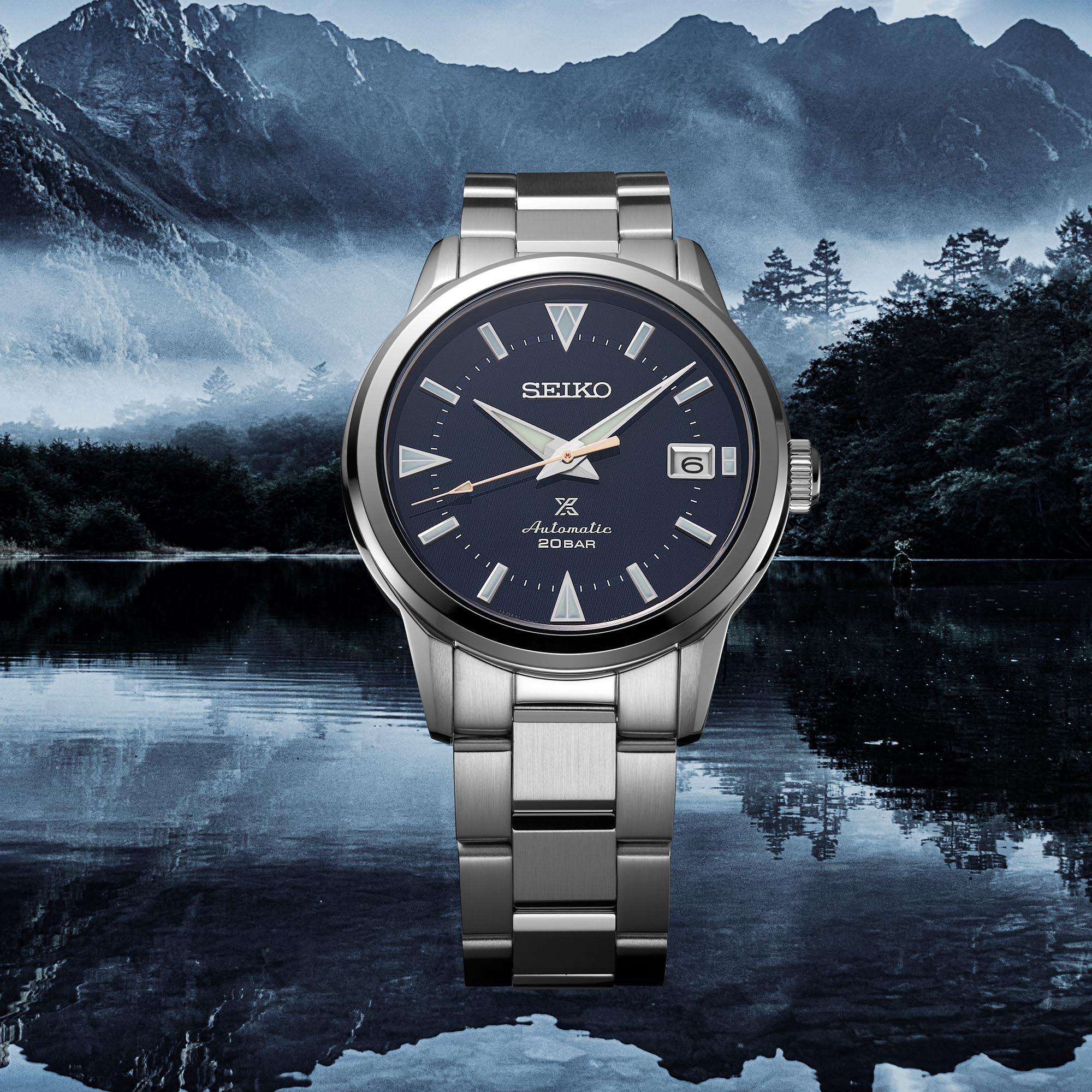 Seiko Prospex Deep Lake Alpinist Automatik Blaues Zifferblatt Edelstahlarmband Herren Uhr SPB249J1