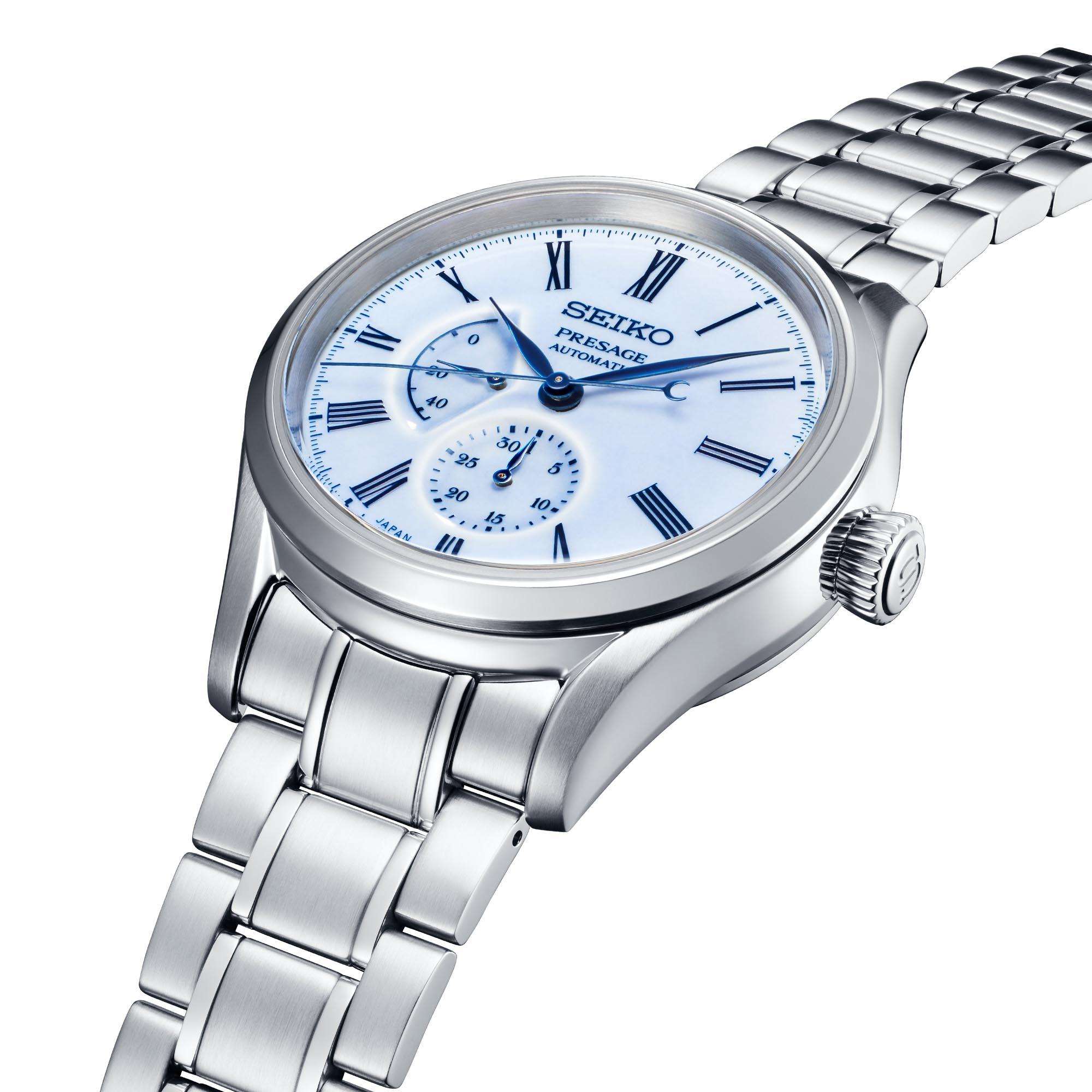 Seiko Presage Arita Porzellan Limitierte Auflage Automatik Blaues Zifferblatt Edelstahlarmband Herren Uhr SPB267J1