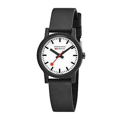 Mondaine Essence Weißes Zifferblatt Schwarzes Gummiarmband Damen Uhr MS1.32110.RB