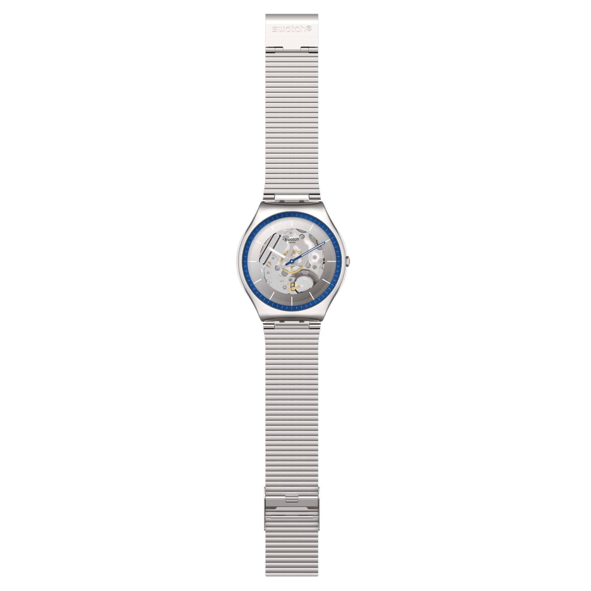 Swatch Ringing In Blue Quartz Grey Dial Stainless Steel Bracelet Men's Watch SS07S116GG