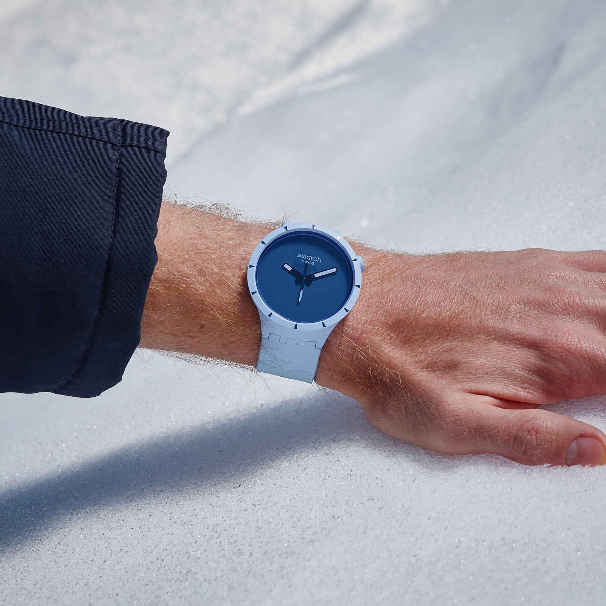 Big Bold Bioceramic Arctic Quartz Blue Dial Blue Silicone Watch SB03N102