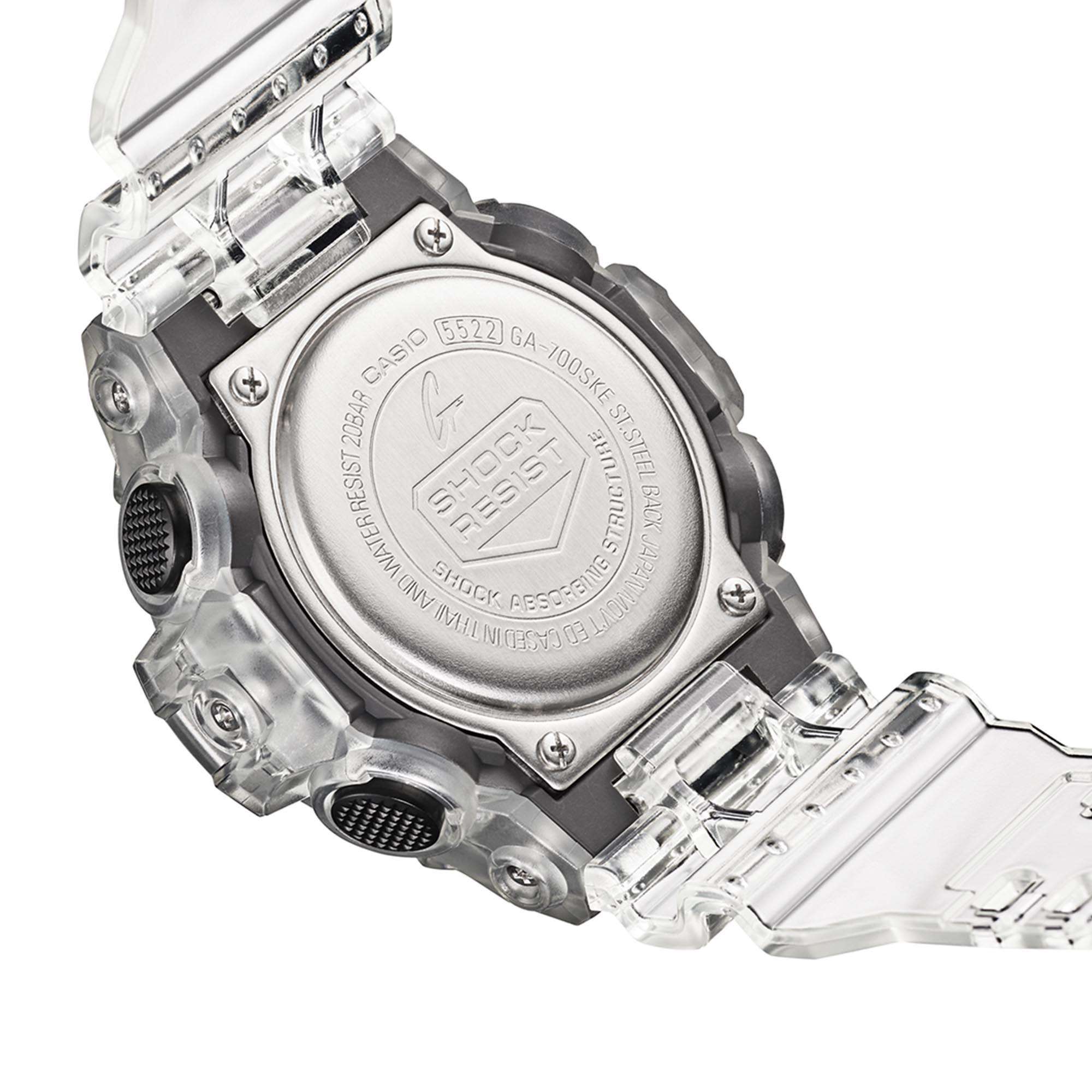 Montre homme Casio G-Shock quartz cadran noir bracelet résine transparent GA-700SKE-7AER