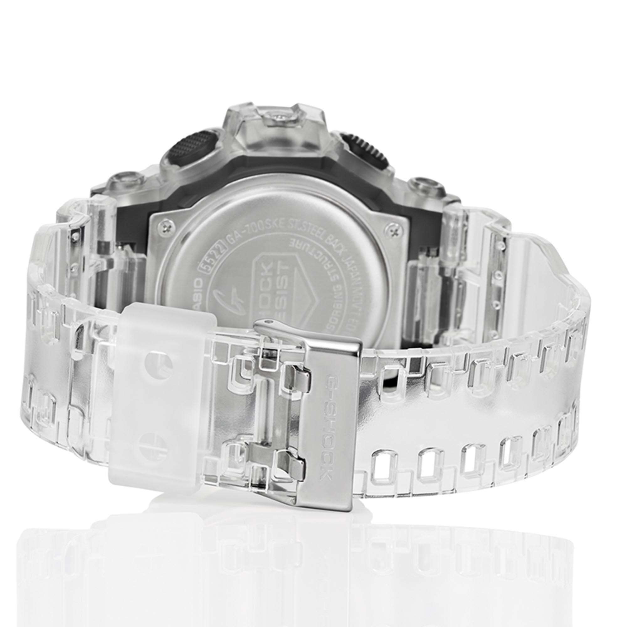 Montre homme Casio G-Shock quartz cadran noir bracelet résine transparent GA-700SKE-7AER