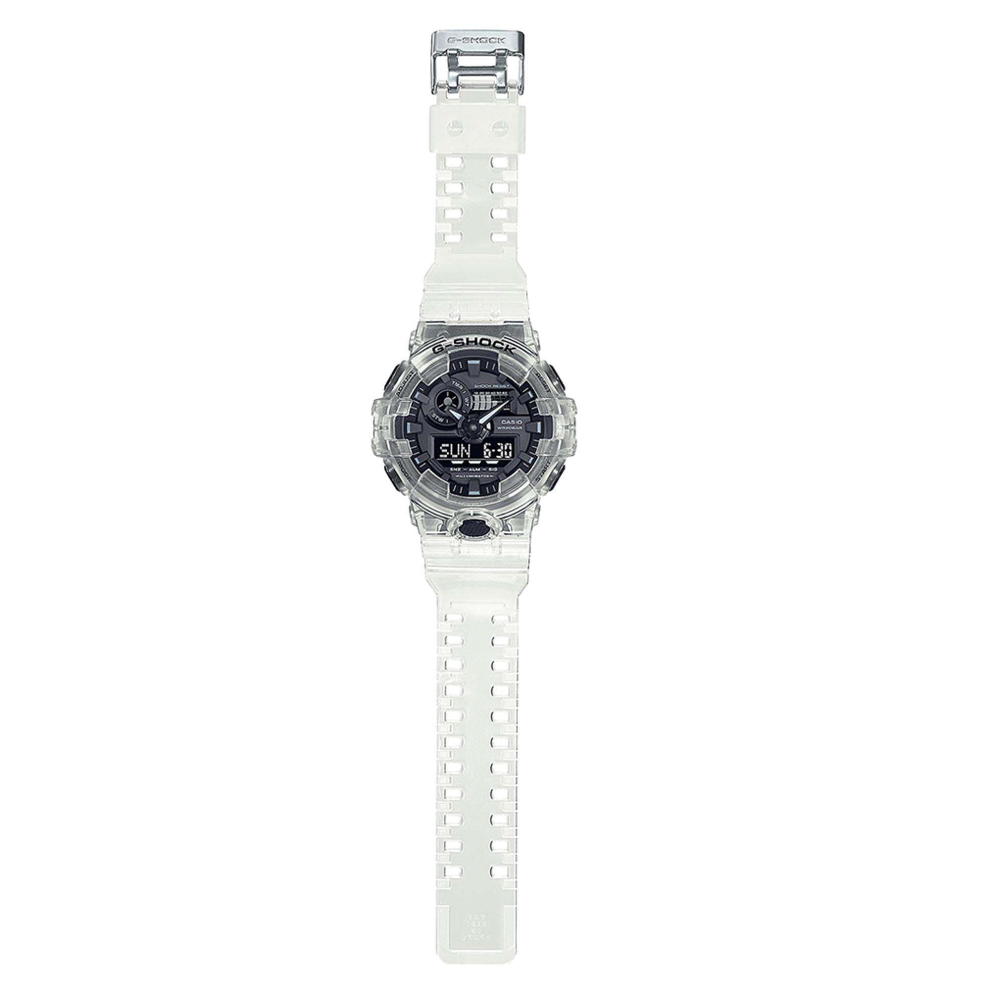 Montre homme Casio G-Shock quartz cadran noir bracelet résine transparent GA-700SKE-7AER
