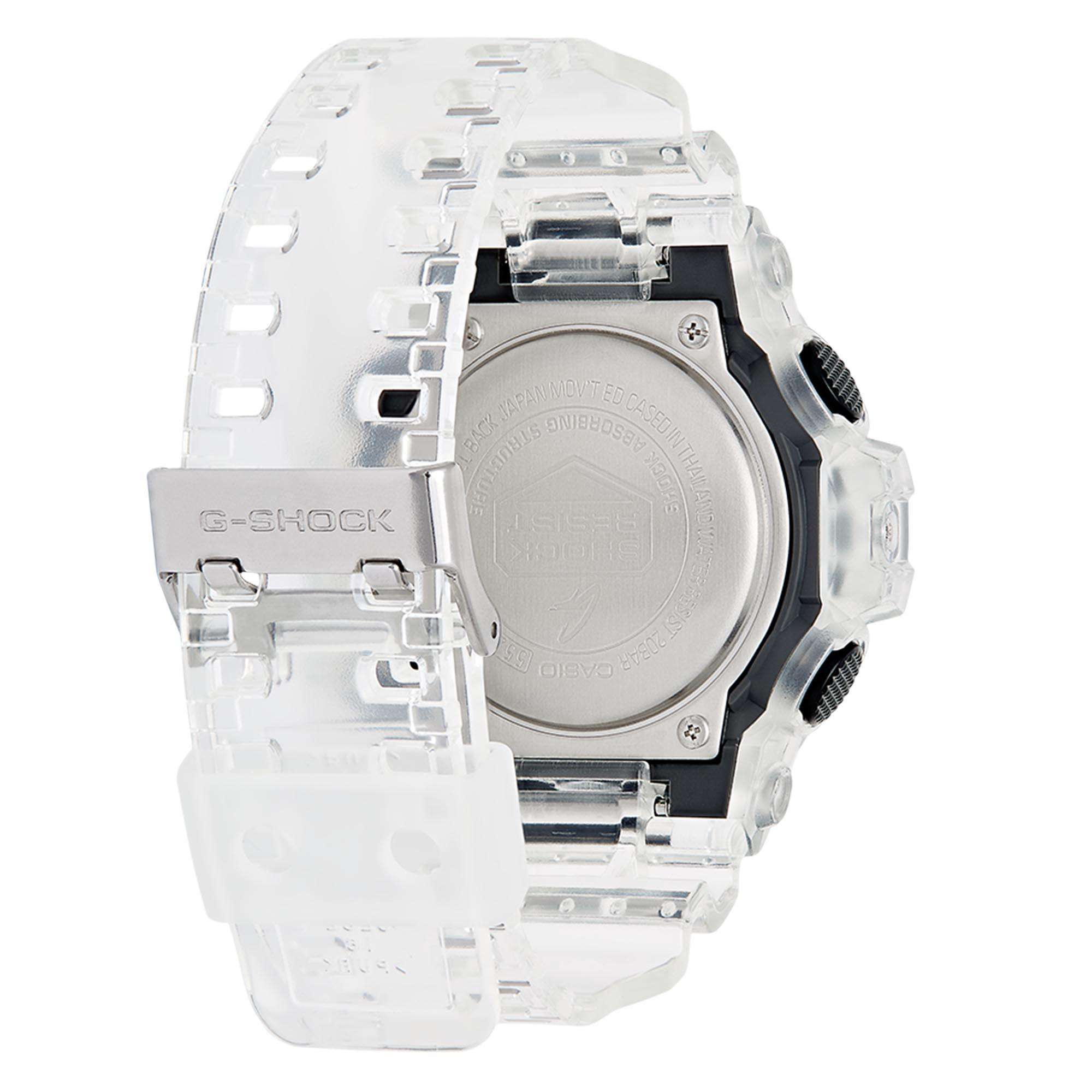 Montre homme Casio G-Shock quartz cadran noir bracelet résine transparent GA-700SKE-7AER