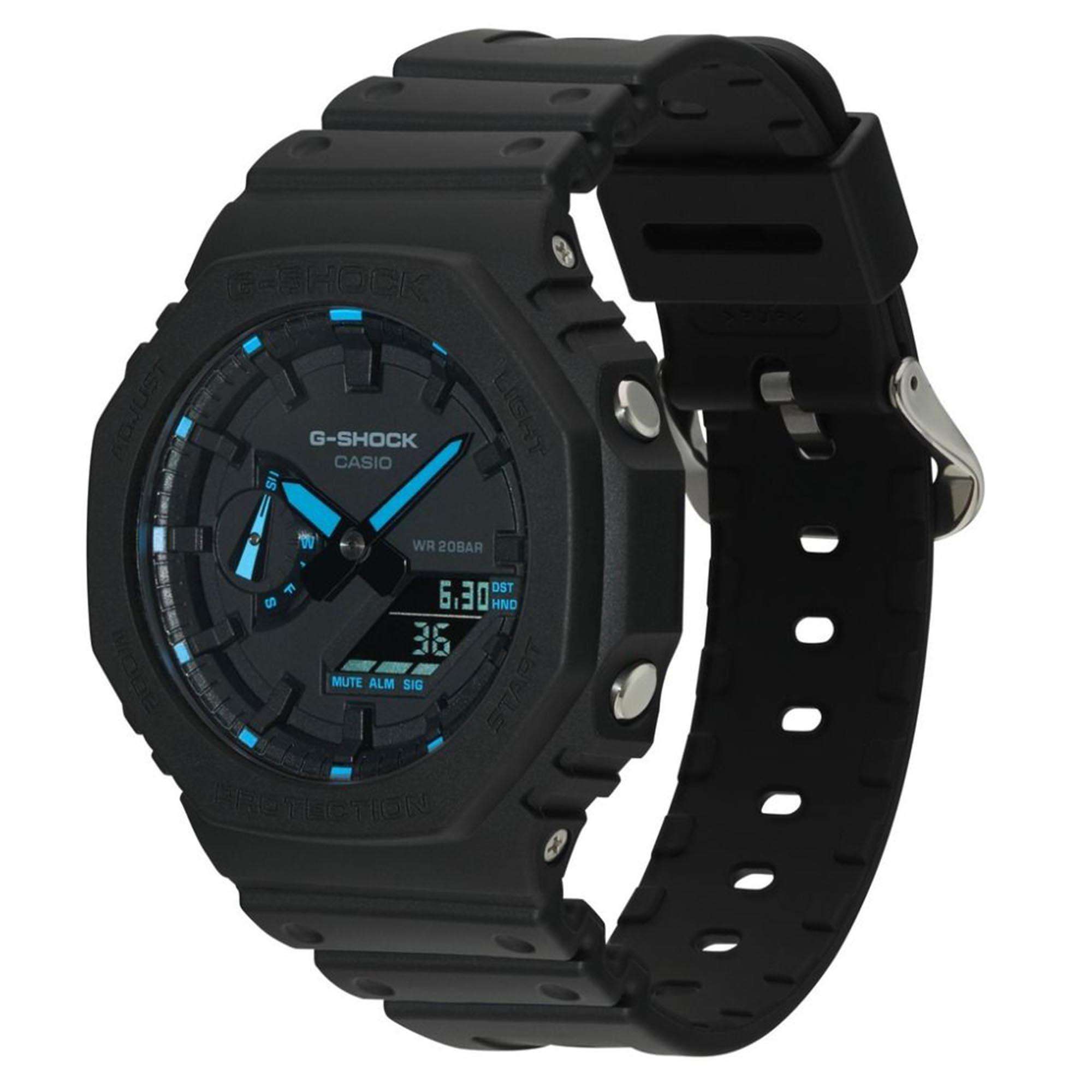 Casio G-Shock Oktagon Serie ‘CasiOak’ Quarz Digital Schwarzes Harzarmband Herren Uhr GA-2100-1A2ER