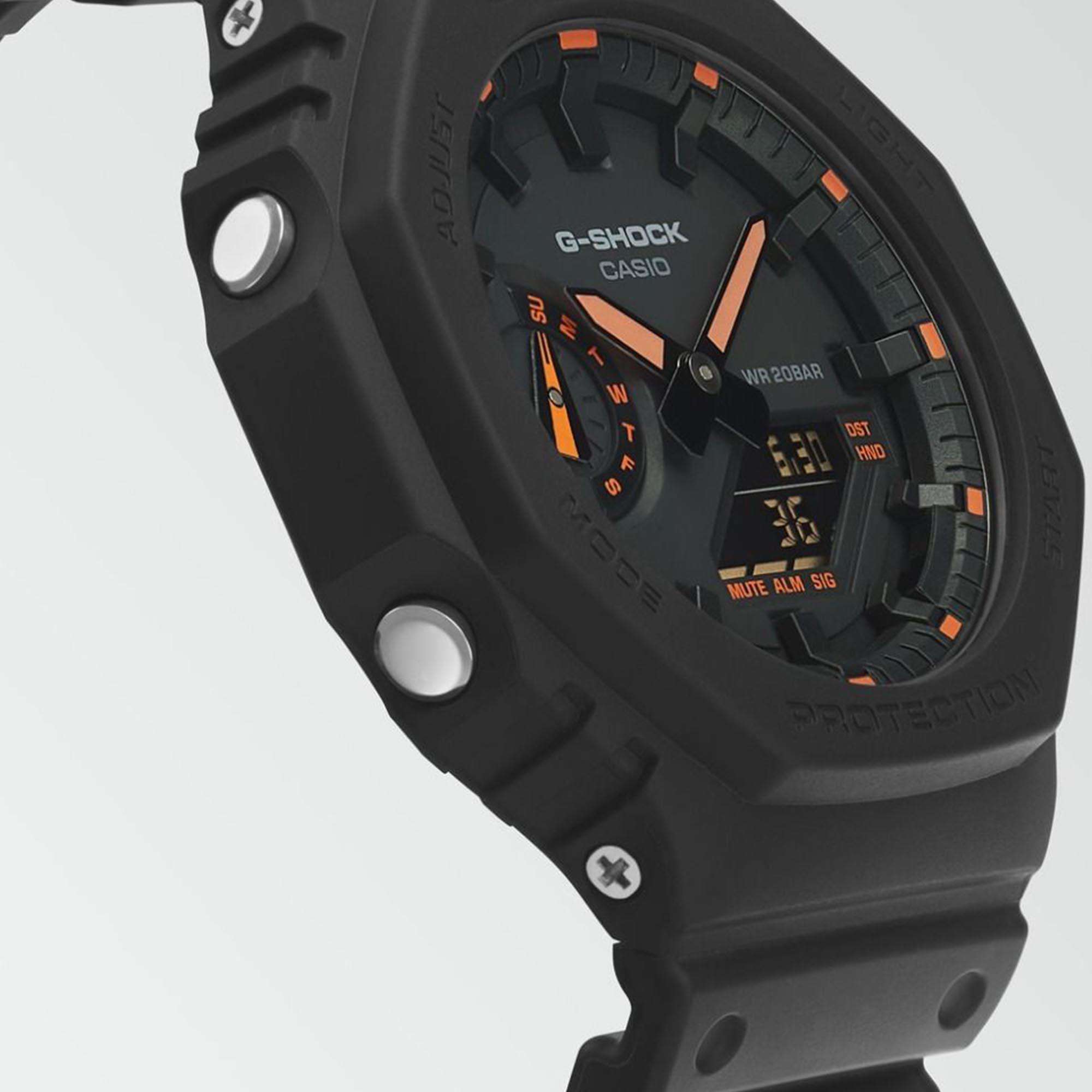Casio G-Shock Oktagon Serie ‘CasiOak’ Quarz Graues Zifferblatt Graues Silikonarmband Herren Uhr GA-2100-1A4ER