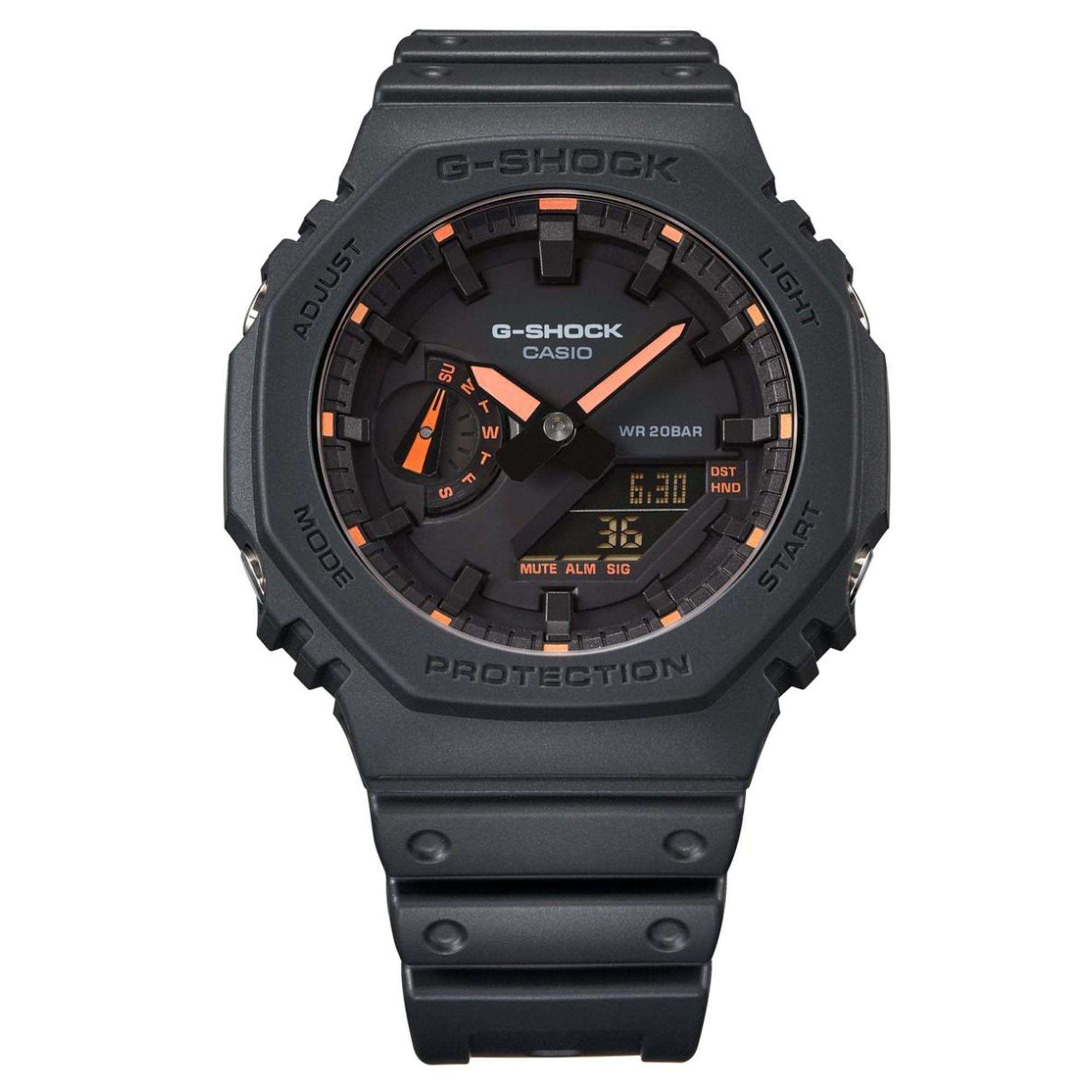 Casio G-Shock Oktagon Serie ‘CasiOak’ Quarz Graues Zifferblatt Graues Silikonarmband Herren Uhr GA-2100-1A4ER