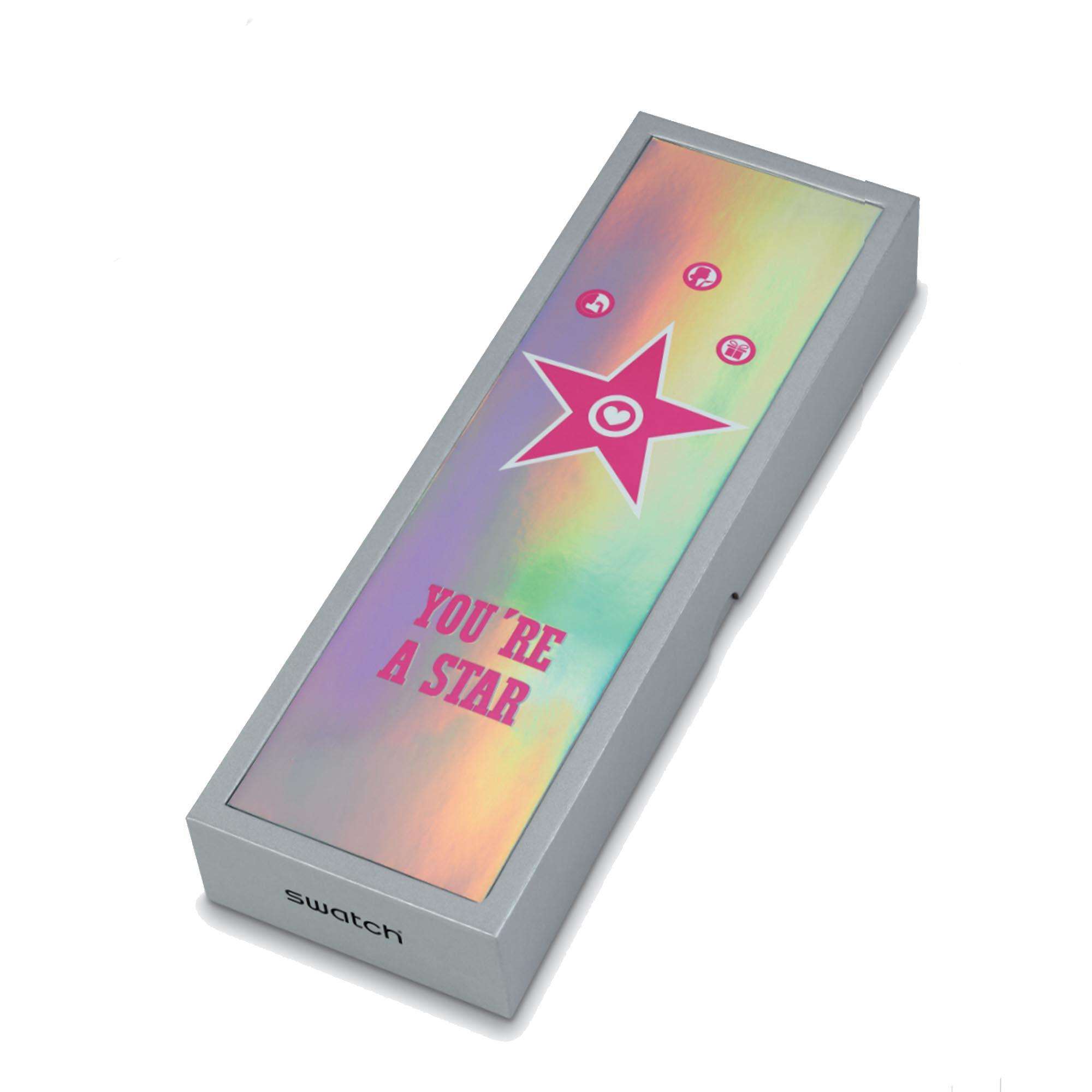 Swatch Star Mom Quartz Pink Dial Silicone Strap Ladies Watch SO28Z108