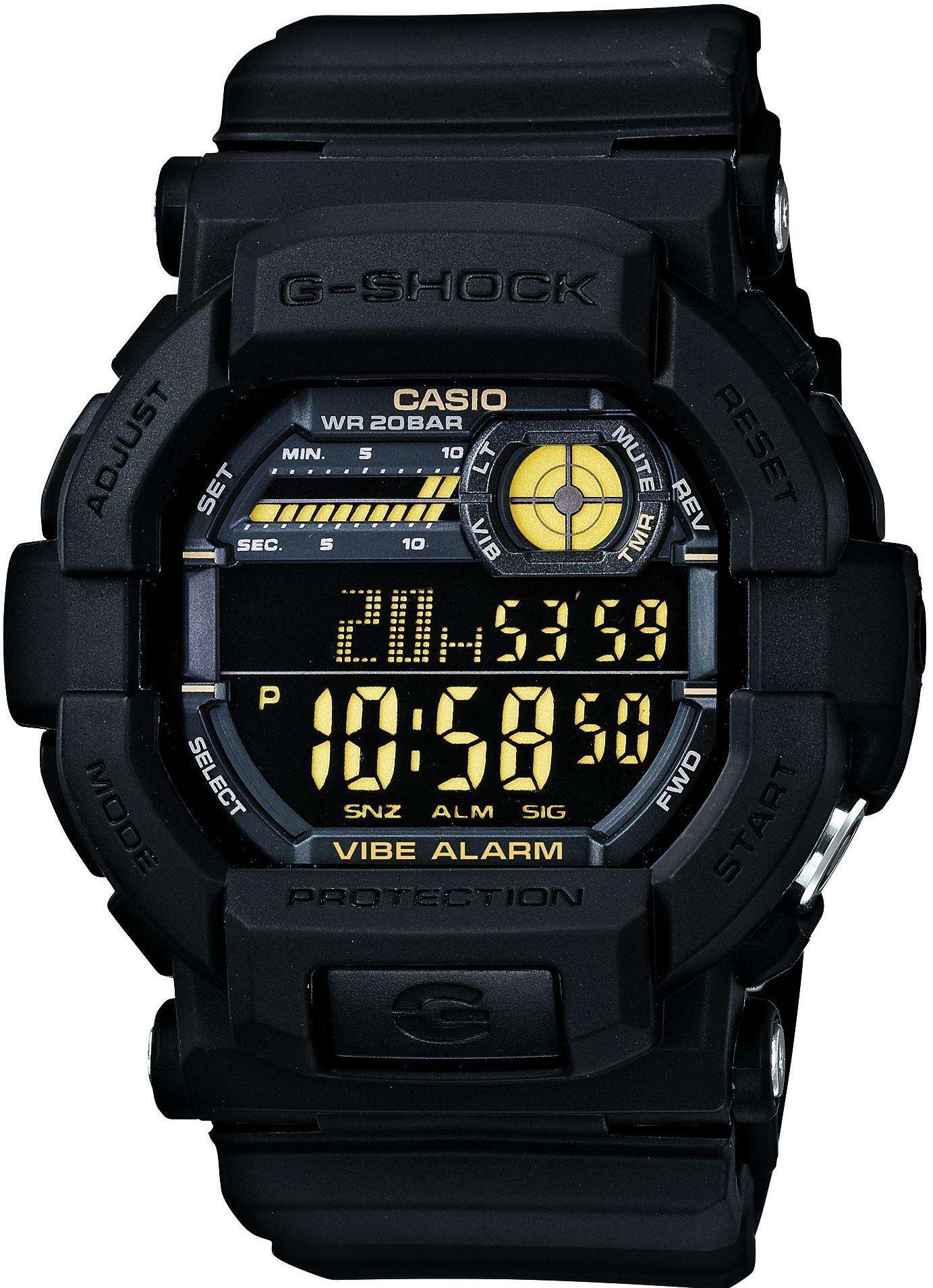 Casio Classic G-Shock Black Vibrating Timer Alarm Chronograph Men's Watch GD-350-1BER 50mm - WatchNation