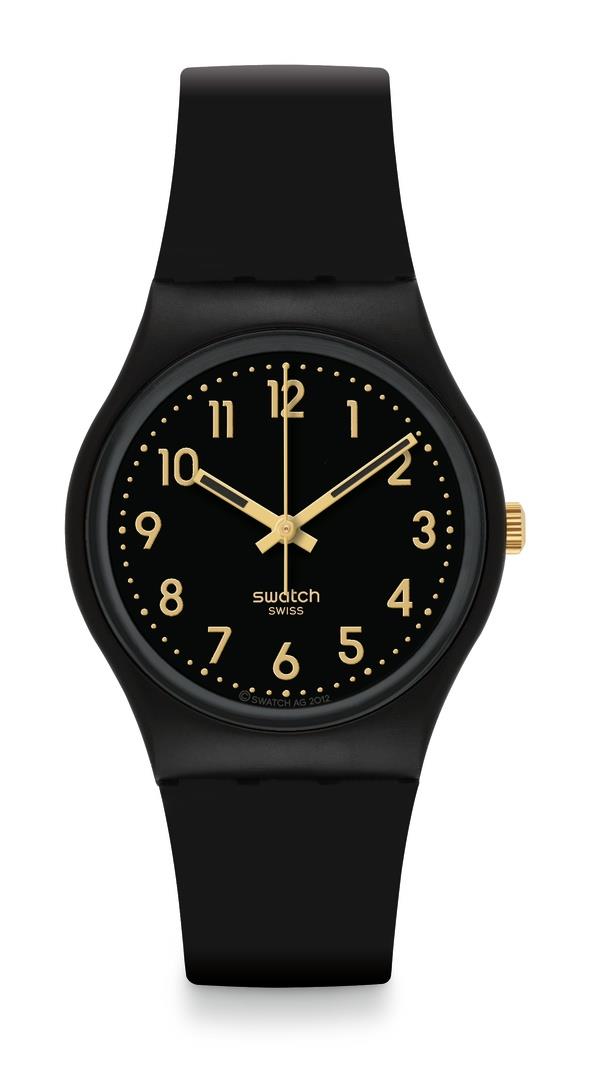 Swatch Golden Tac Schwarzes biobasiertes Zifferblatt Uhr SO28B113