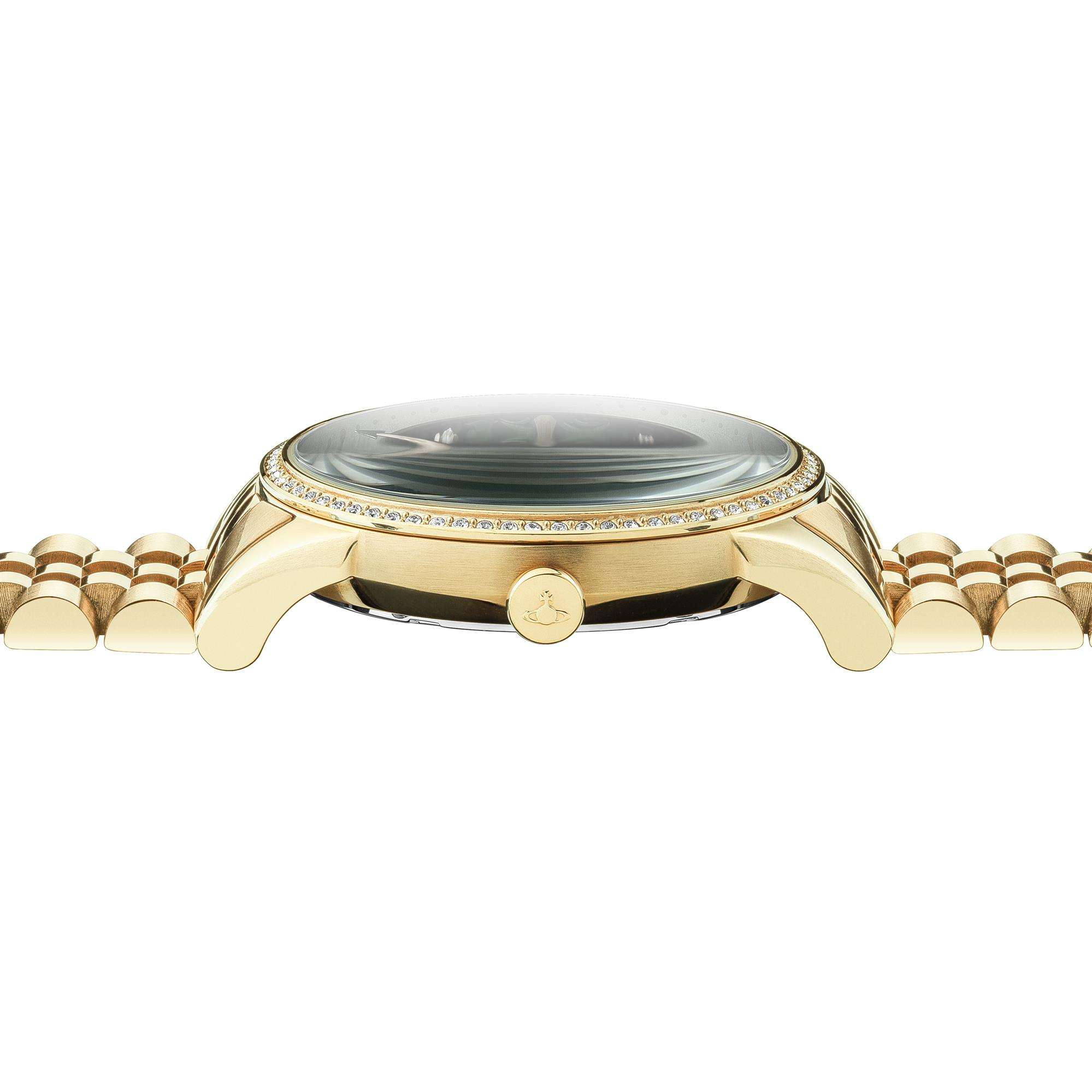 Vivienne Westwood Wallace Quarz Grünes Zifferblatt Gold PVD Edelstahl Damenarmbanduhr