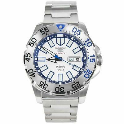 Seiko 5 Sports 'Monster' White Dial Stainless Steel Bracelet Men's Watch SRP481K1