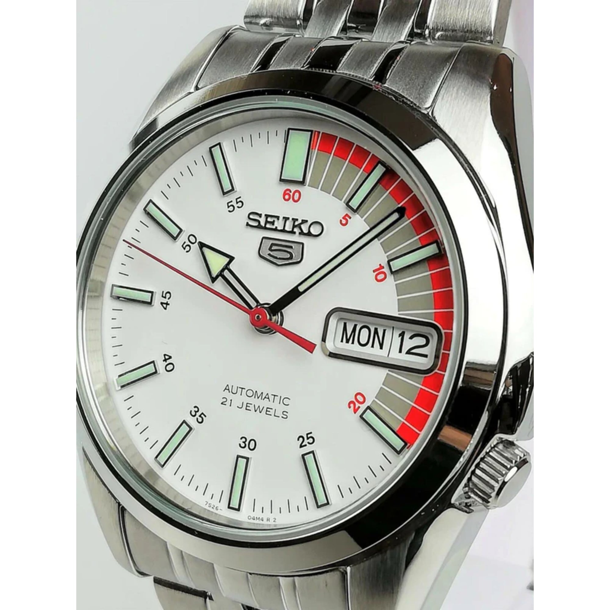 Seiko 5 Automatic White Dial Steel Strap Men’s Watch SNK369K1