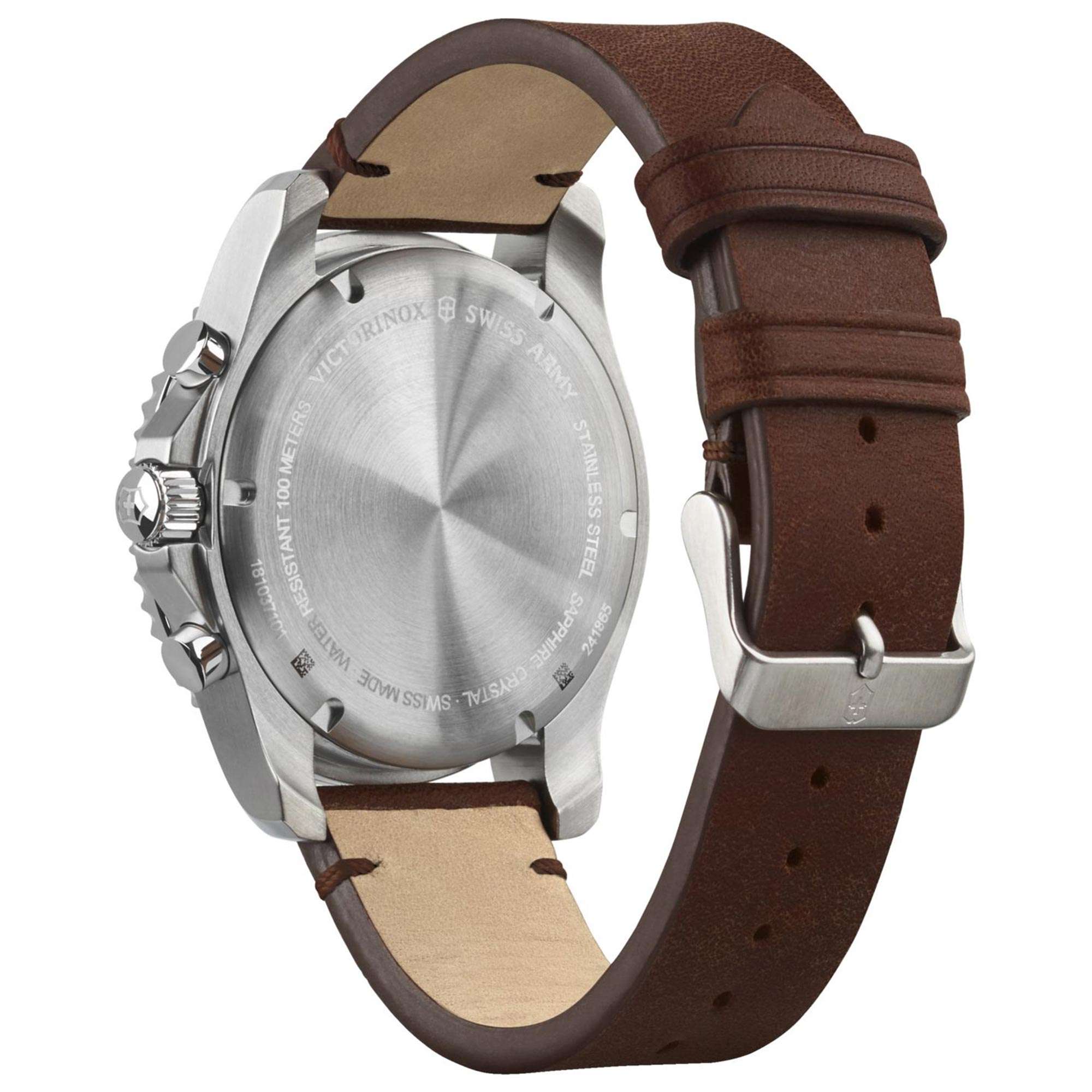 Victorinox Maverick Quarz Blaues Zifferblatt Braunes Lederarmband Herrenuhr 241865