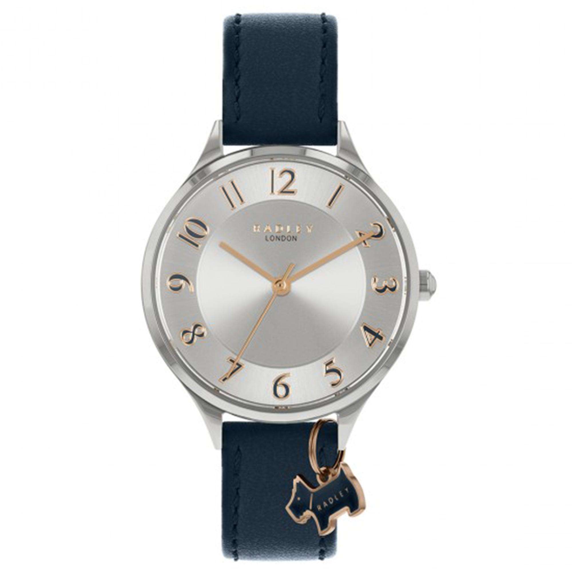 Radley Saxon Way Quartz Silver Dial Blue Leather Strap Ladies Watch RY2965