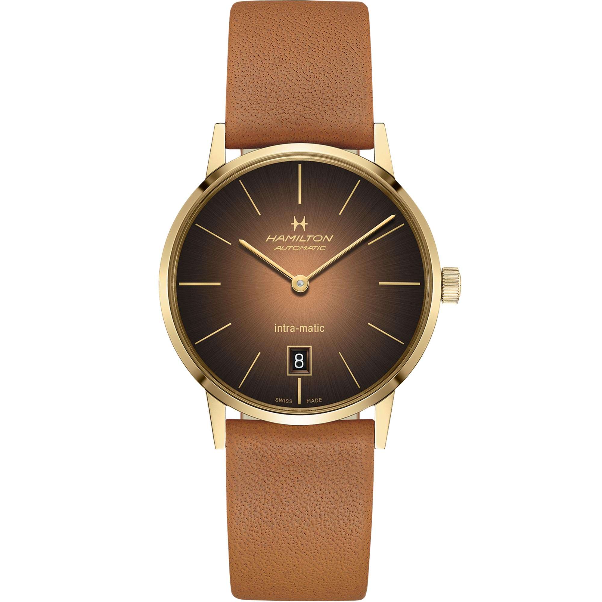 Hamilton American Classic 38mm Intra-Matic Braunes Zifferblatt Leder Herren Automatik Uhr H38475501