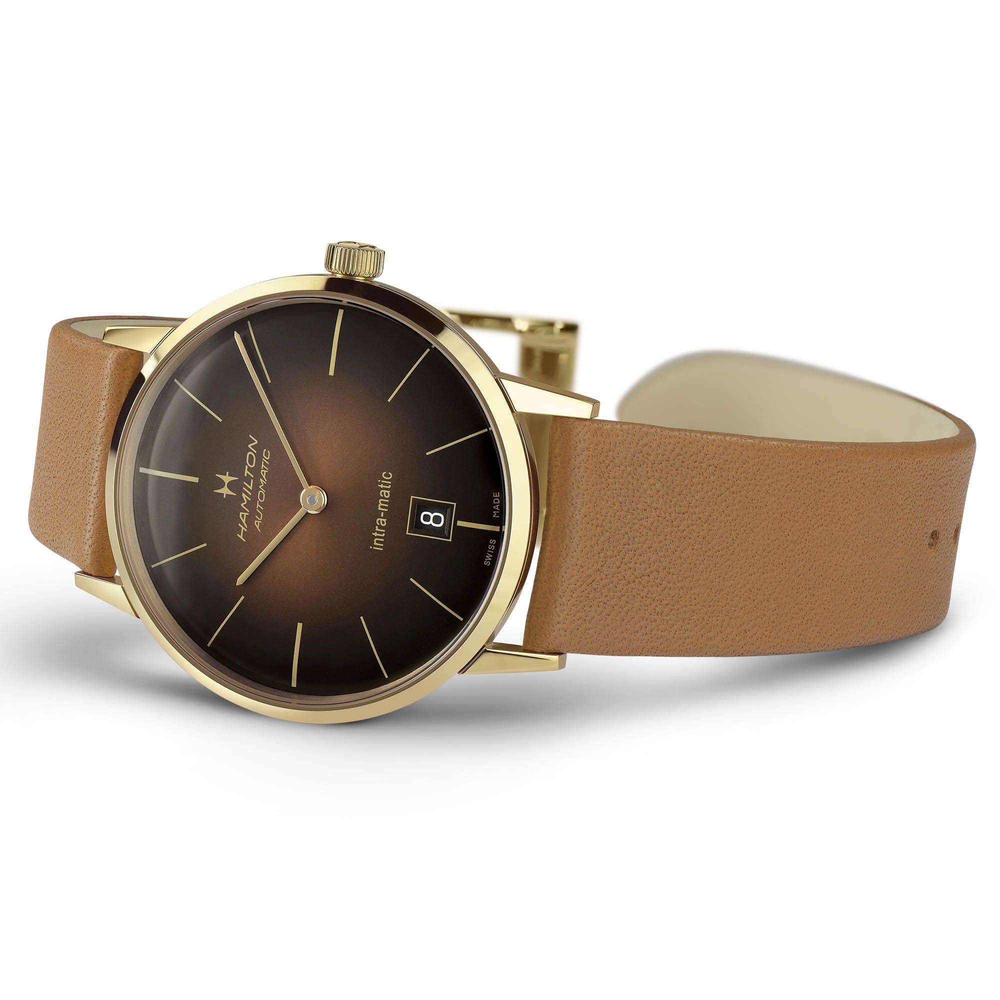 Hamilton American Classic 38mm Intra-Matic Braunes Zifferblatt Leder Herren Automatik Uhr H38475501