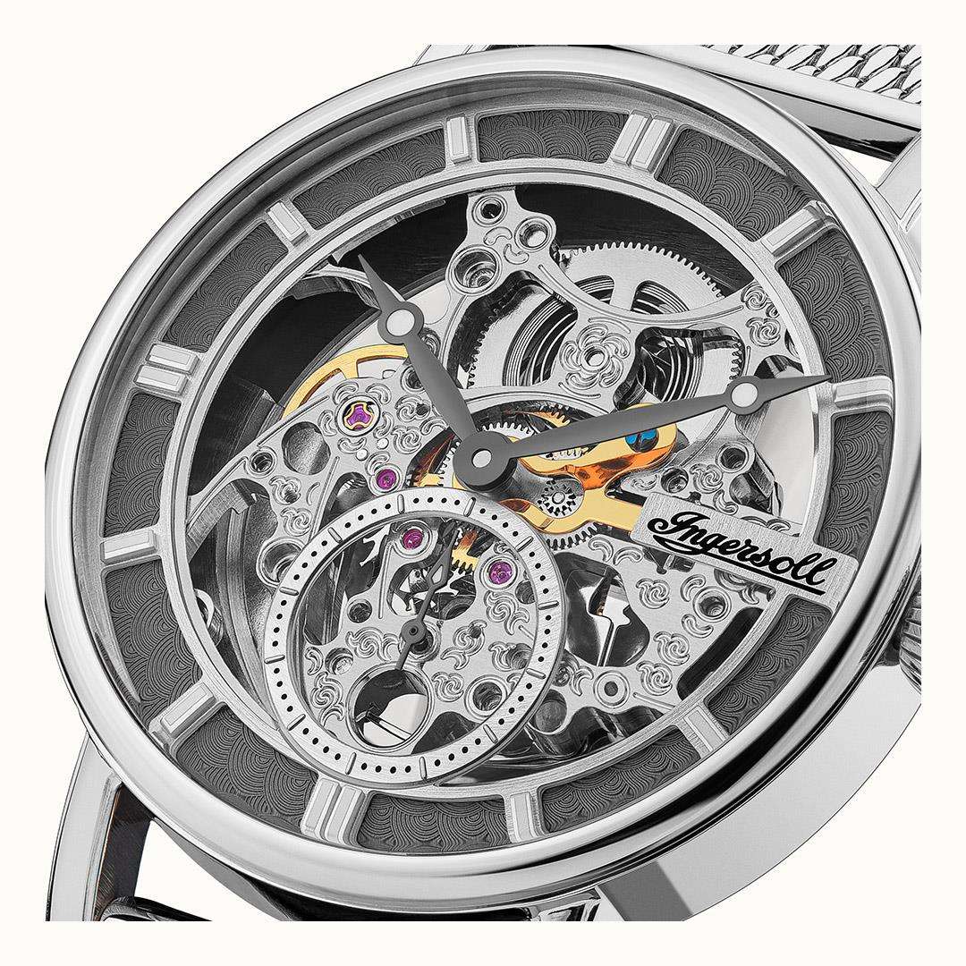 Ingersoll The Herald Automatik Graues Zifferblatt Mailänder Armband Herren Uhr I00405B