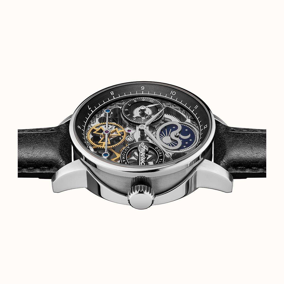 Ingersoll The Jazz Automatik Schwarzes Zifferblatt Schwarzes Lederarmband Herren Uhr I07701
