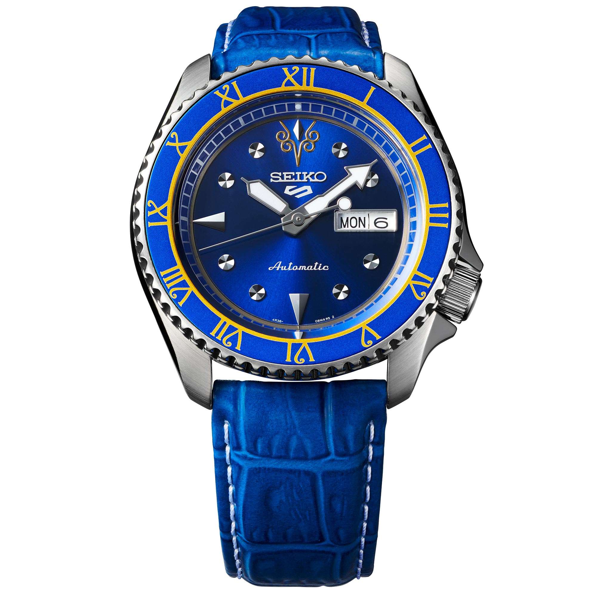 Seiko 5 Sports Street Fighter Chun Li Blaues Zifferblatt Lederarmband Herren Uhr SRPF17K1