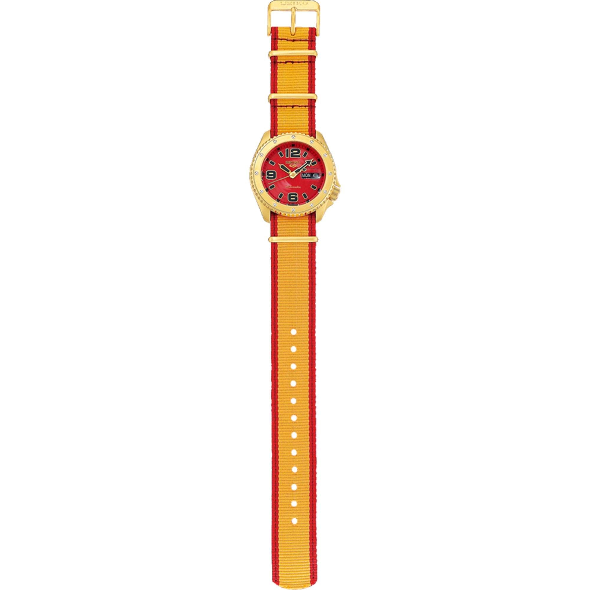 Seiko 5 Sports Street Fighter Zangief Automatic Red Dial Nylon Strap Men's Watch SRPF24K1