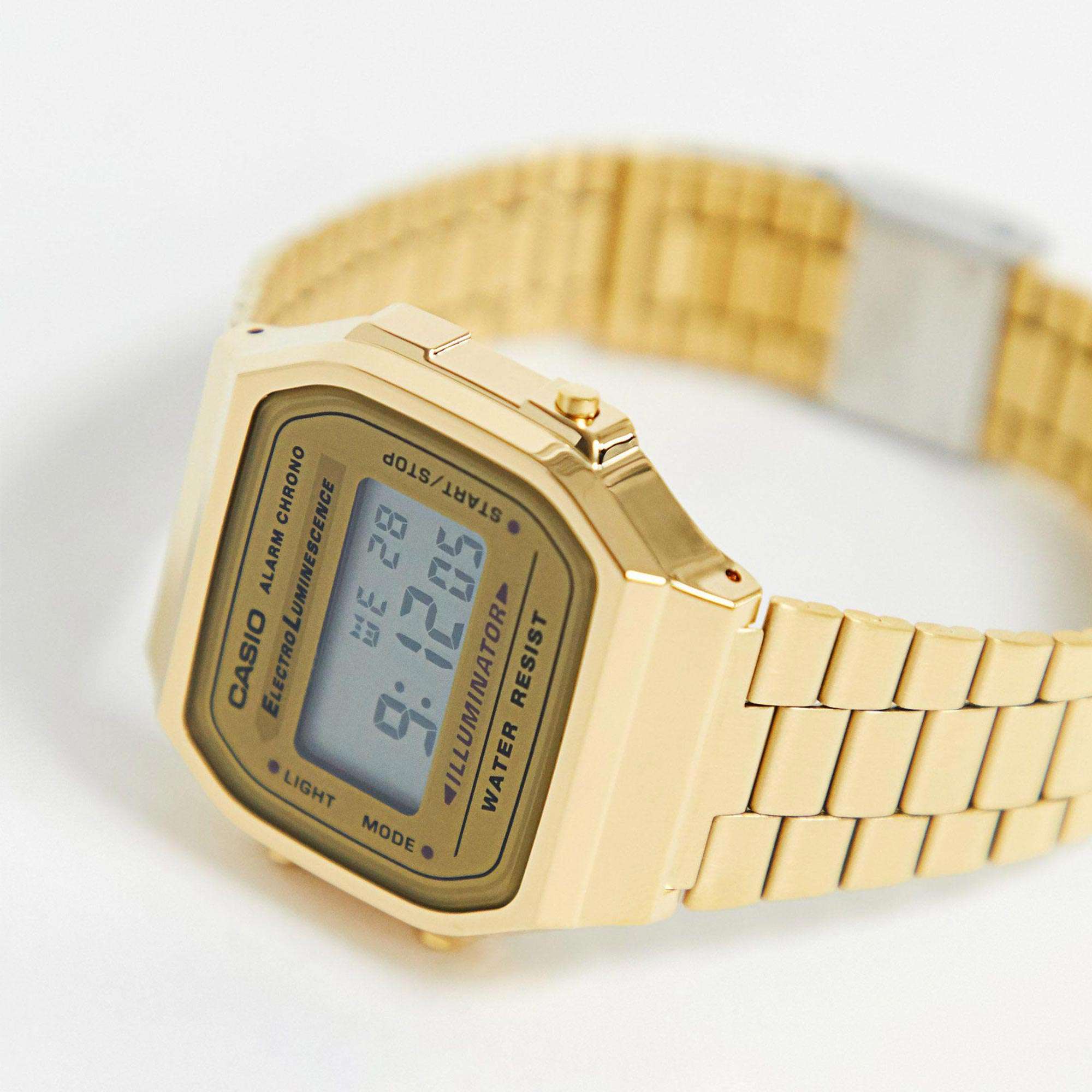 Casio Collection Quarz Digital Edelstahlarmband Damenuhr A168WG-9EF