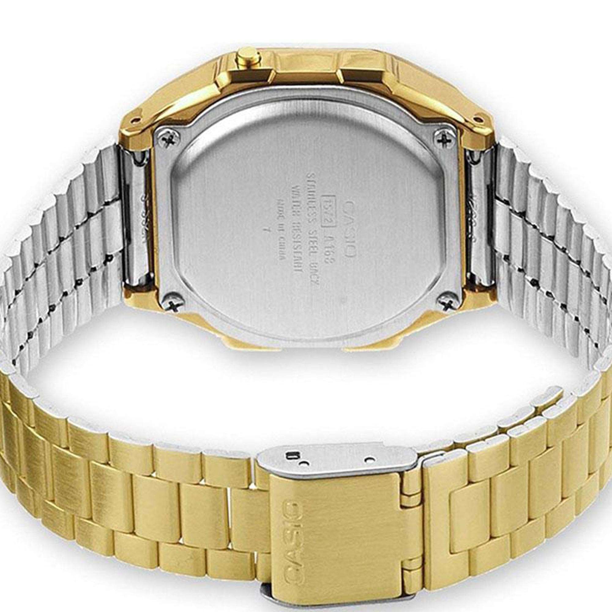 Casio Collection Quarz Digital Edelstahlarmband Damenuhr A168WG-9EF