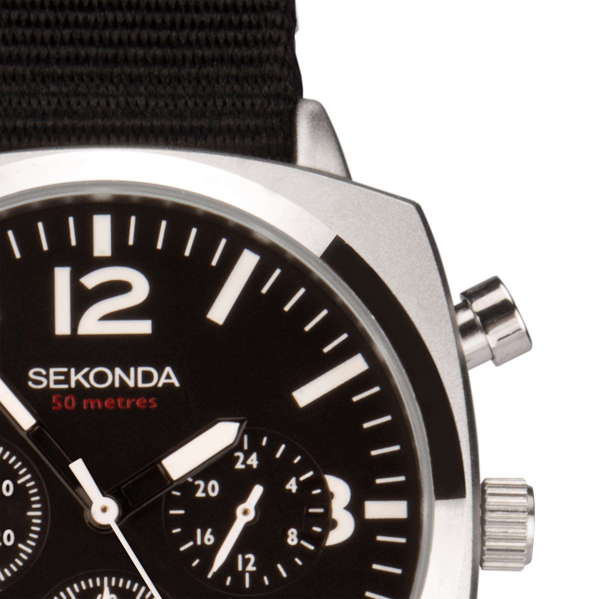 Sekonda Airborne Quarz Schwarze Zifferblatt Schwarzer Armband Herren Uhr 1989