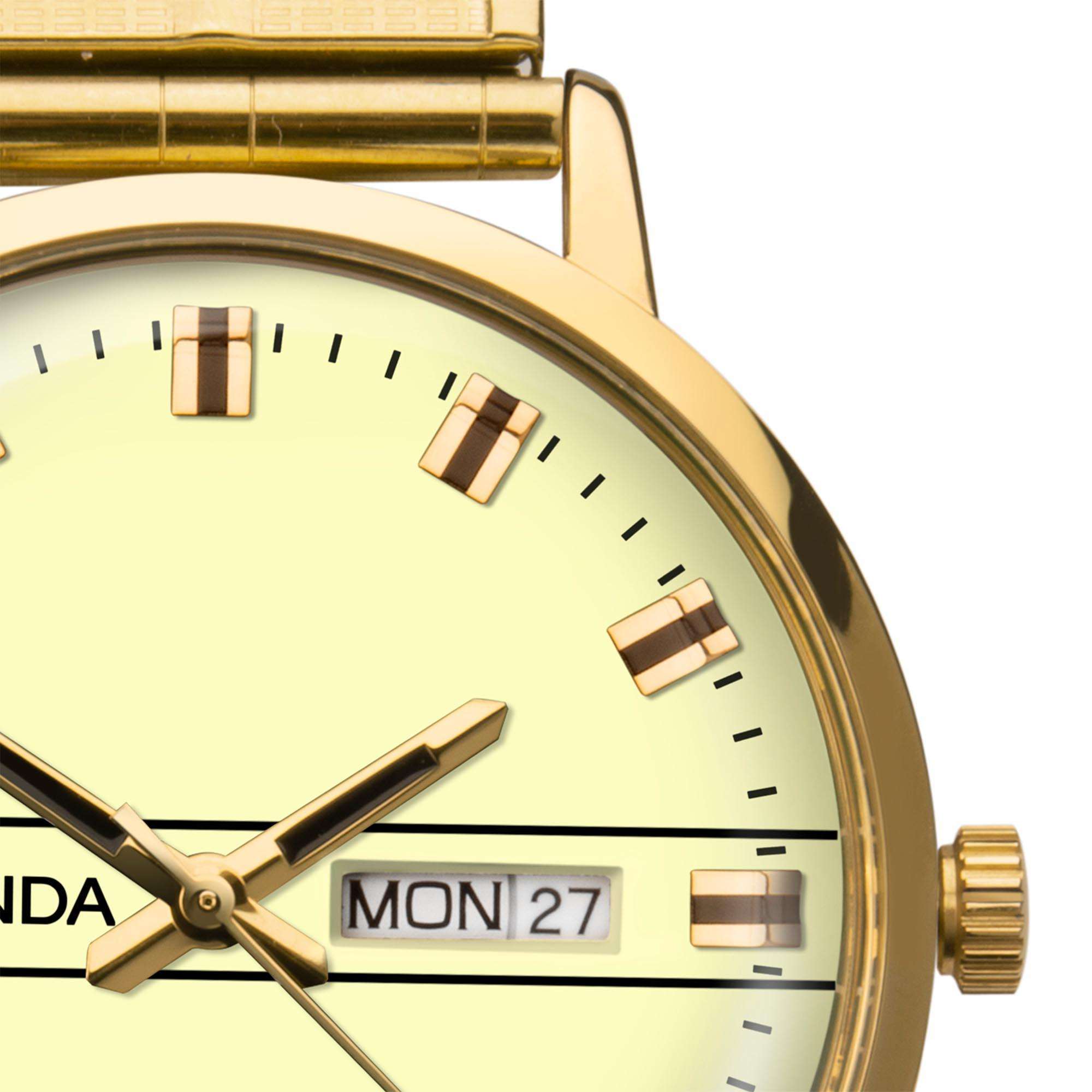 Sekonda Classic Quarz Goldfarbener Zifferblatt Edelstahlarmband Herren Uhr 1952