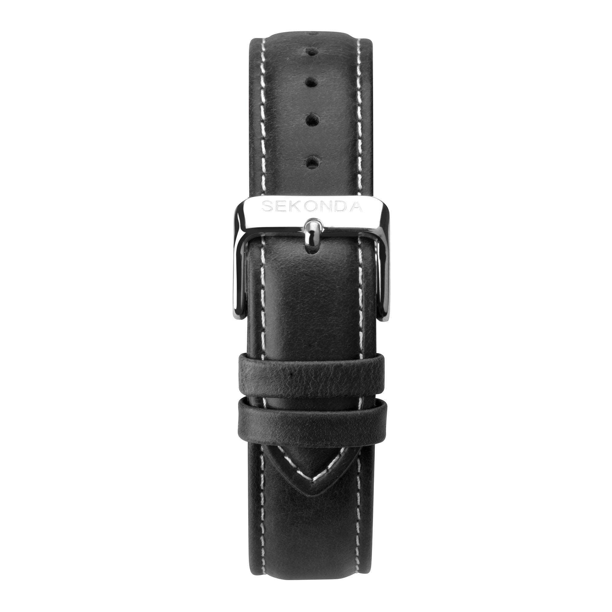 Sekonda Classic Quarz Weißer Zifferblatt Schwarzer Lederarmband Herren Uhr 1948
