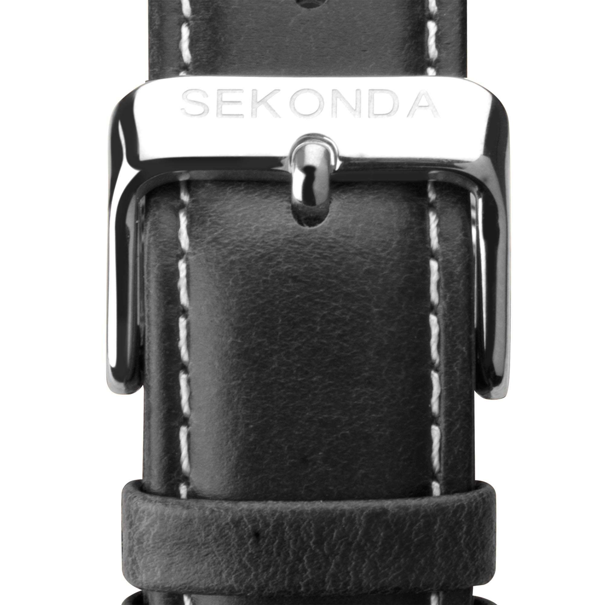 Sekonda Classic Quarz Weißer Zifferblatt Schwarzer Lederarmband Herren Uhr 1948