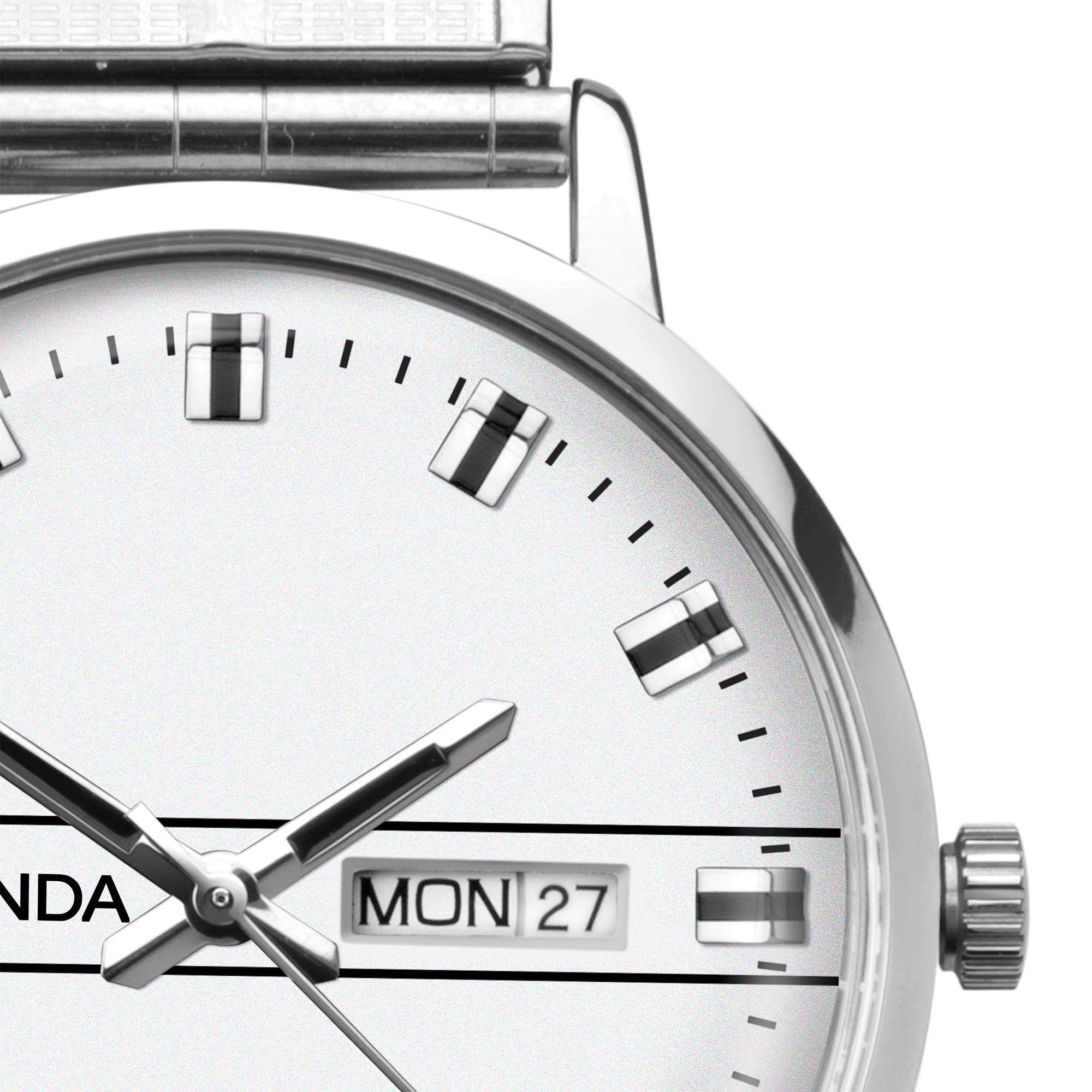 Sekonda Classic Quarz Weißer Zifferblatt Edelstahlarmband Uhr 1951