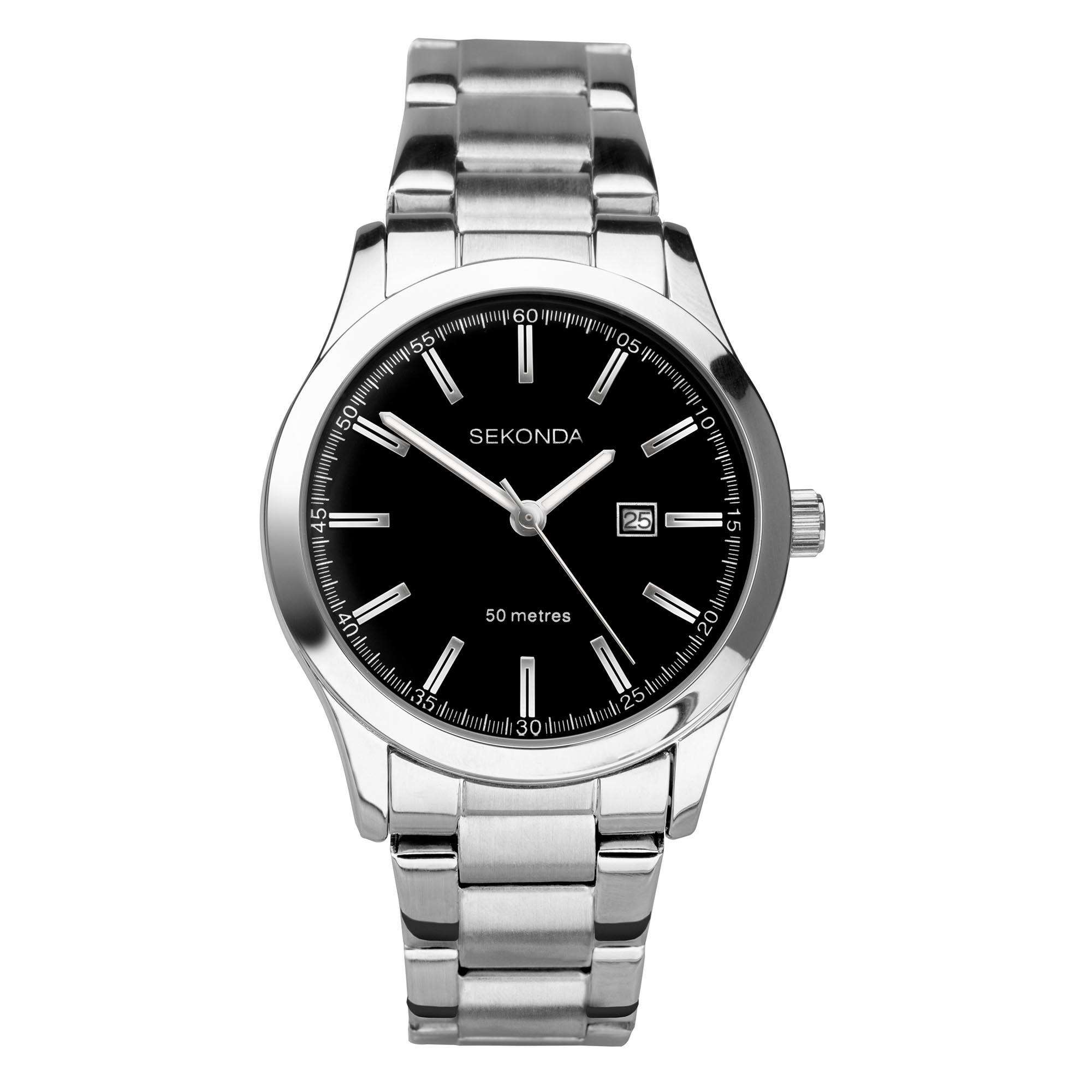 Sekonda ColourPop Quarz Schwarze Zifferblatt Edelstahlarmband Damen Uhr 40364