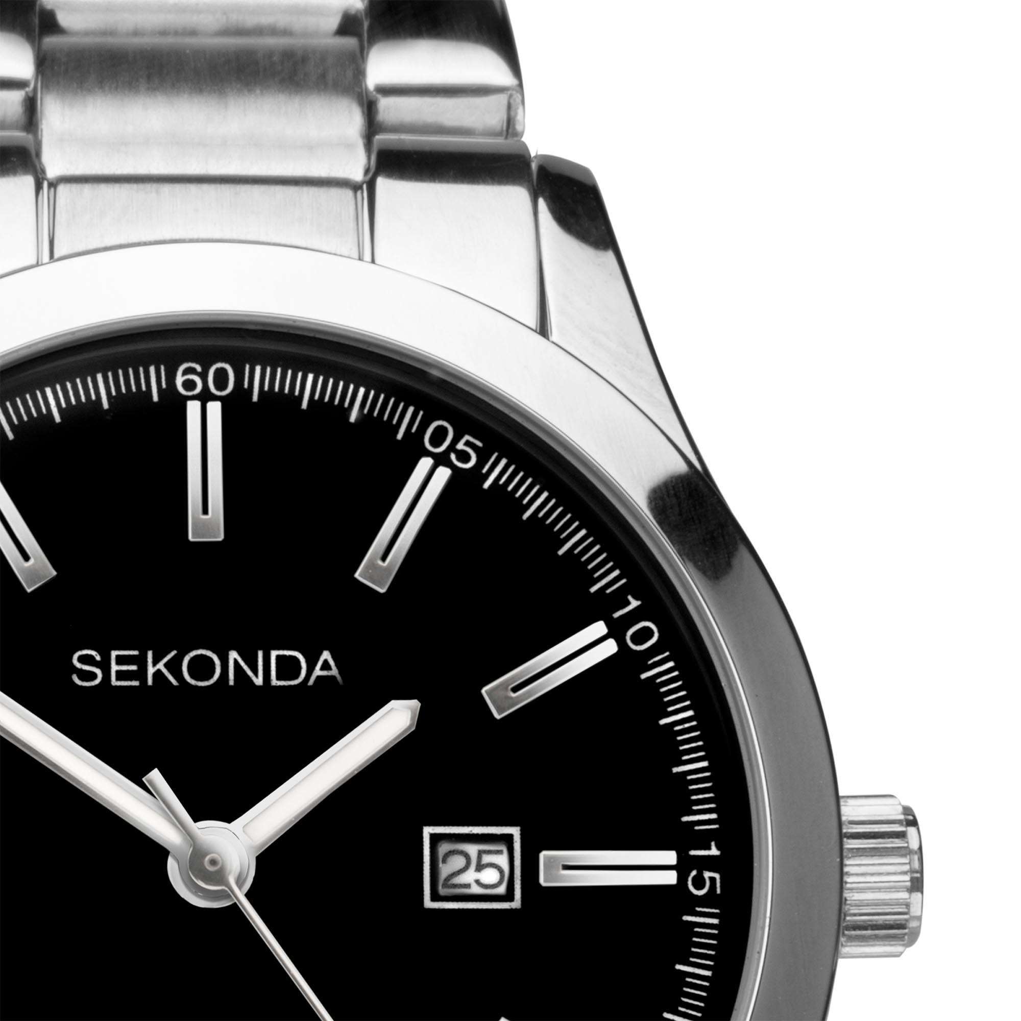 Sekonda ColourPop Quarz Schwarze Zifferblatt Edelstahlarmband Damen Uhr 40364