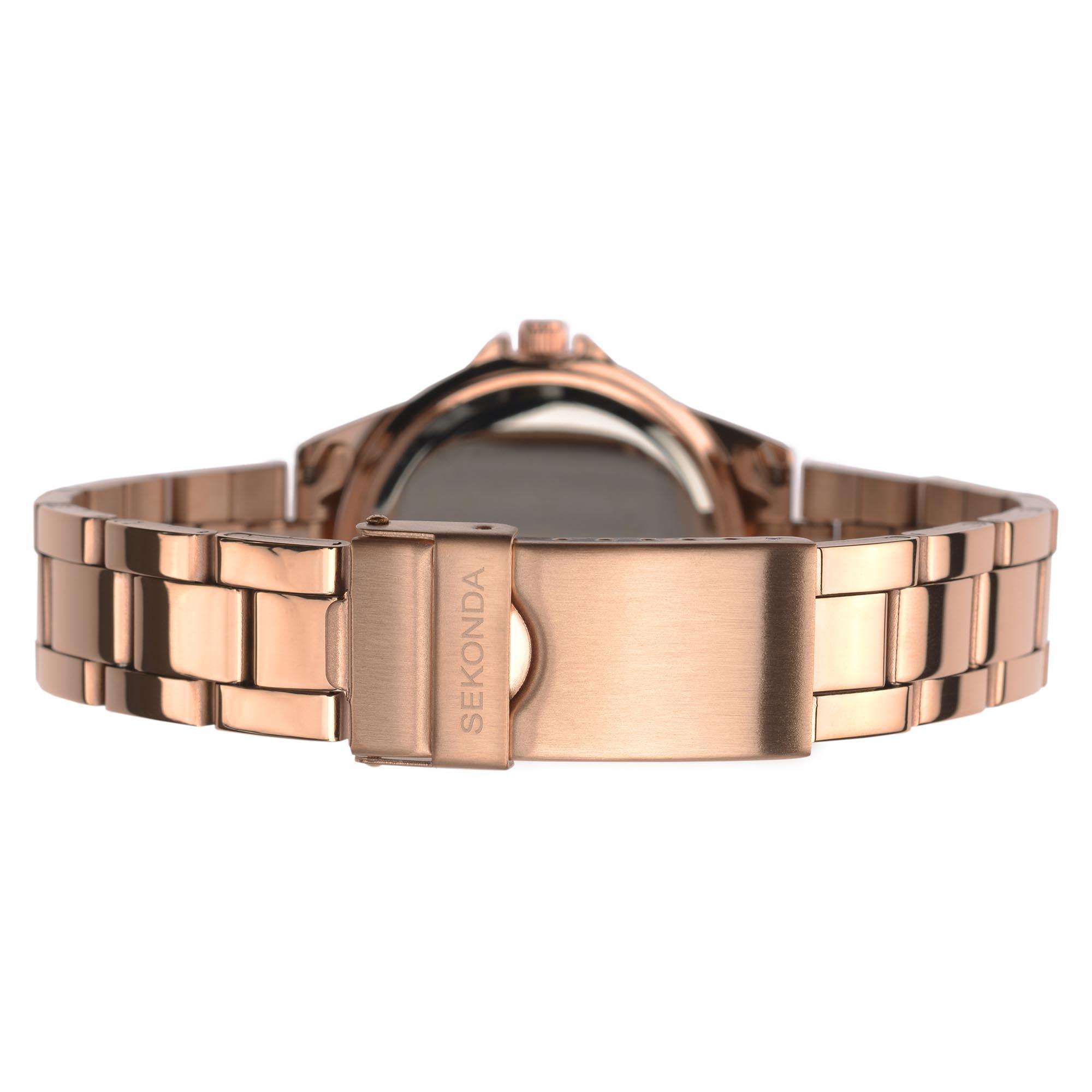 Sekonda Hero Quarz Rotes Zifferblatt Bronze Edelstahl Damen Uhr 40290
