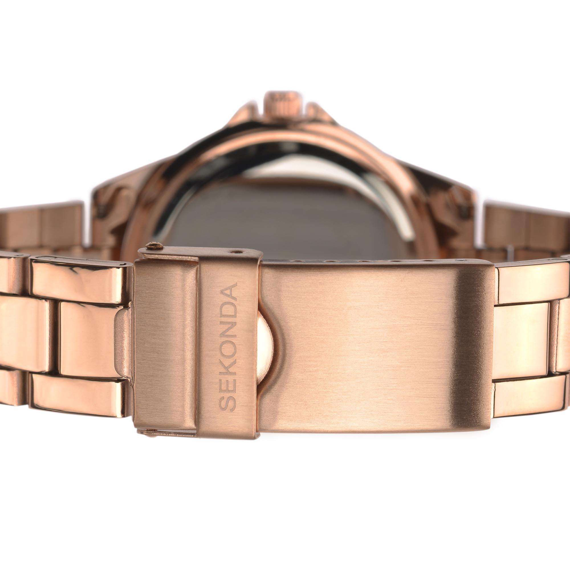 Sekonda Hero Quarz Rotes Zifferblatt Bronze Edelstahl Damen Uhr 40290