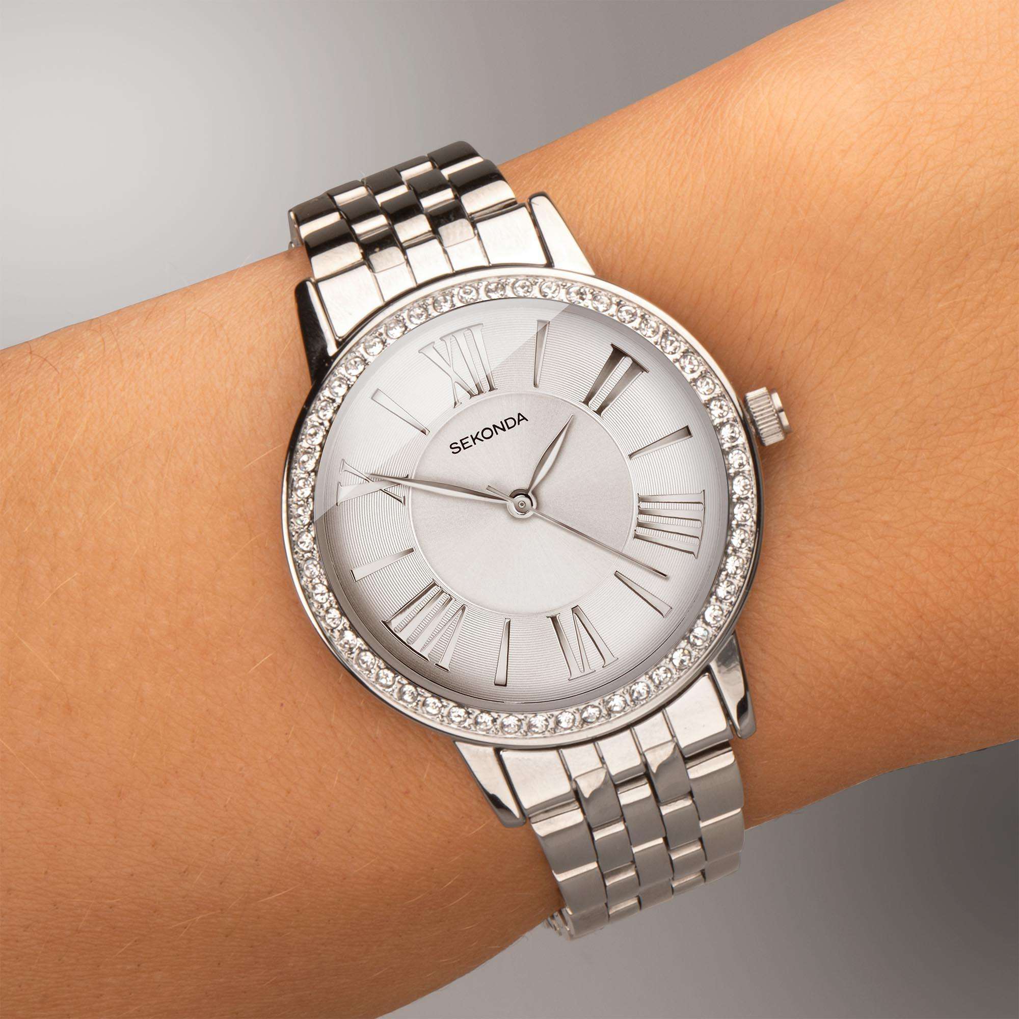 Sekonda Hero Quarz Weißes Zifferblatt Edelstahlarmband Damen Uhr 40348