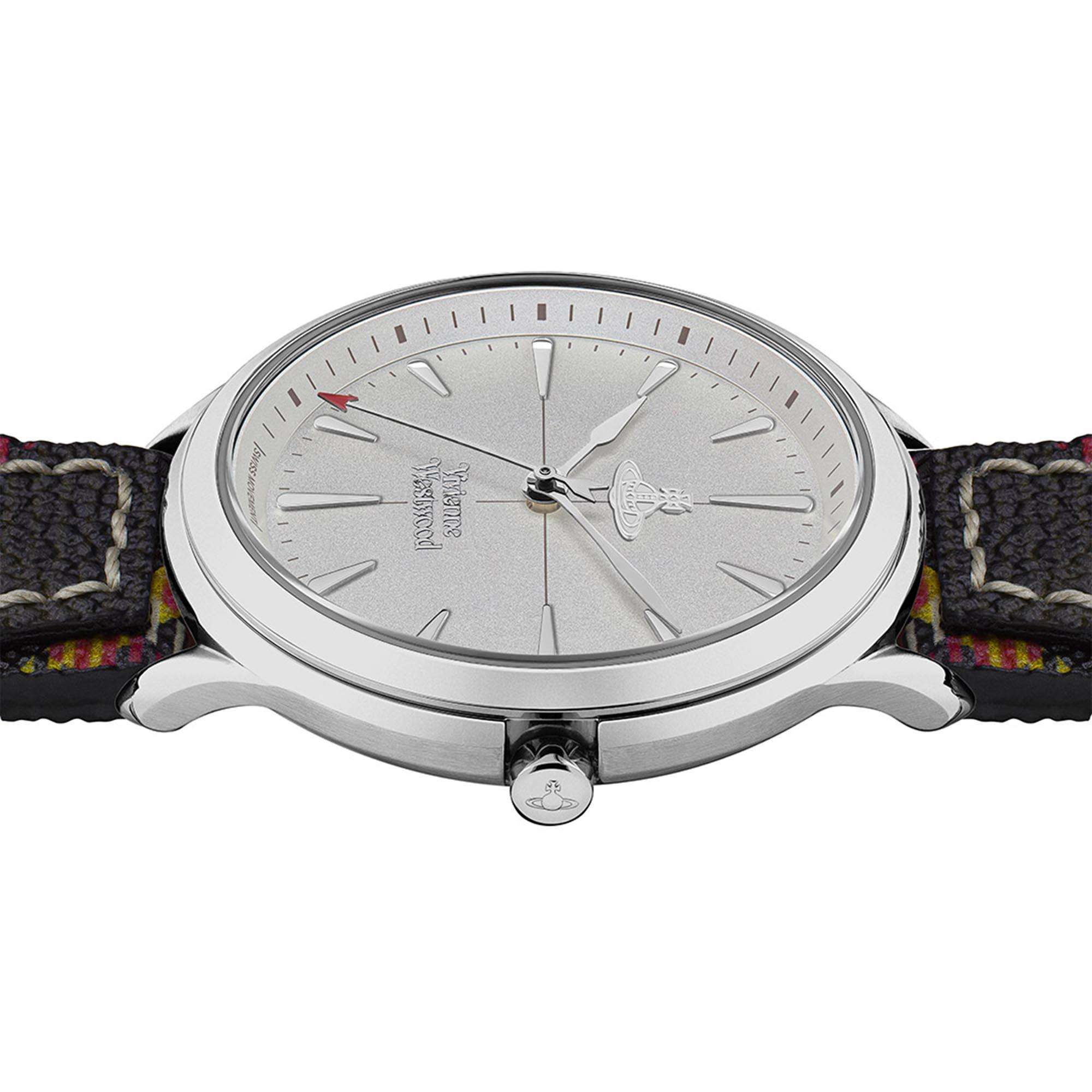 Vivienne Westwood The Elcho Quartz Silver Dial Tartan Leather Strap Ladies Watch VV255SLMT