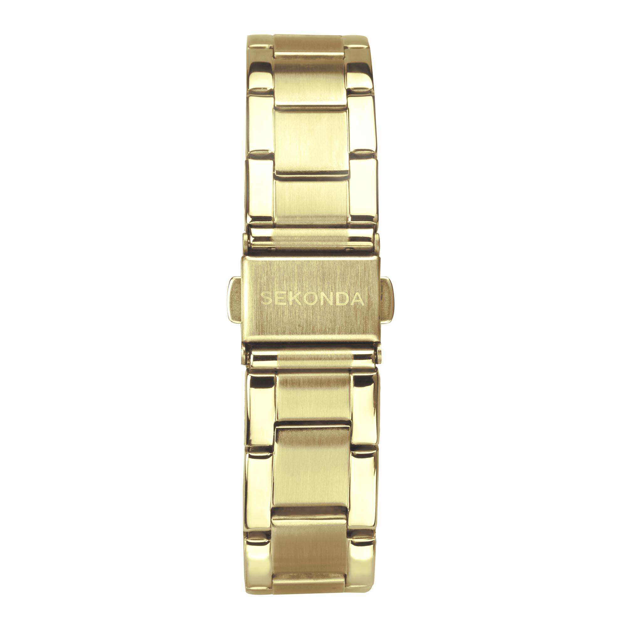 Sekonda Classic Colour Pop Quarz Champagner Zifferblatt Gold PVD Edelstahlarmband Damen Uhr 40428