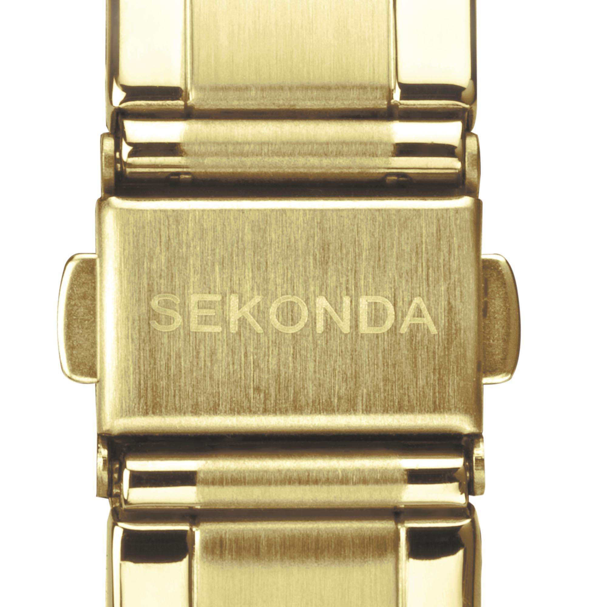 Sekonda Classic Colour Pop Quarz Champagner Zifferblatt Gold PVD Edelstahlarmband Damen Uhr 40428