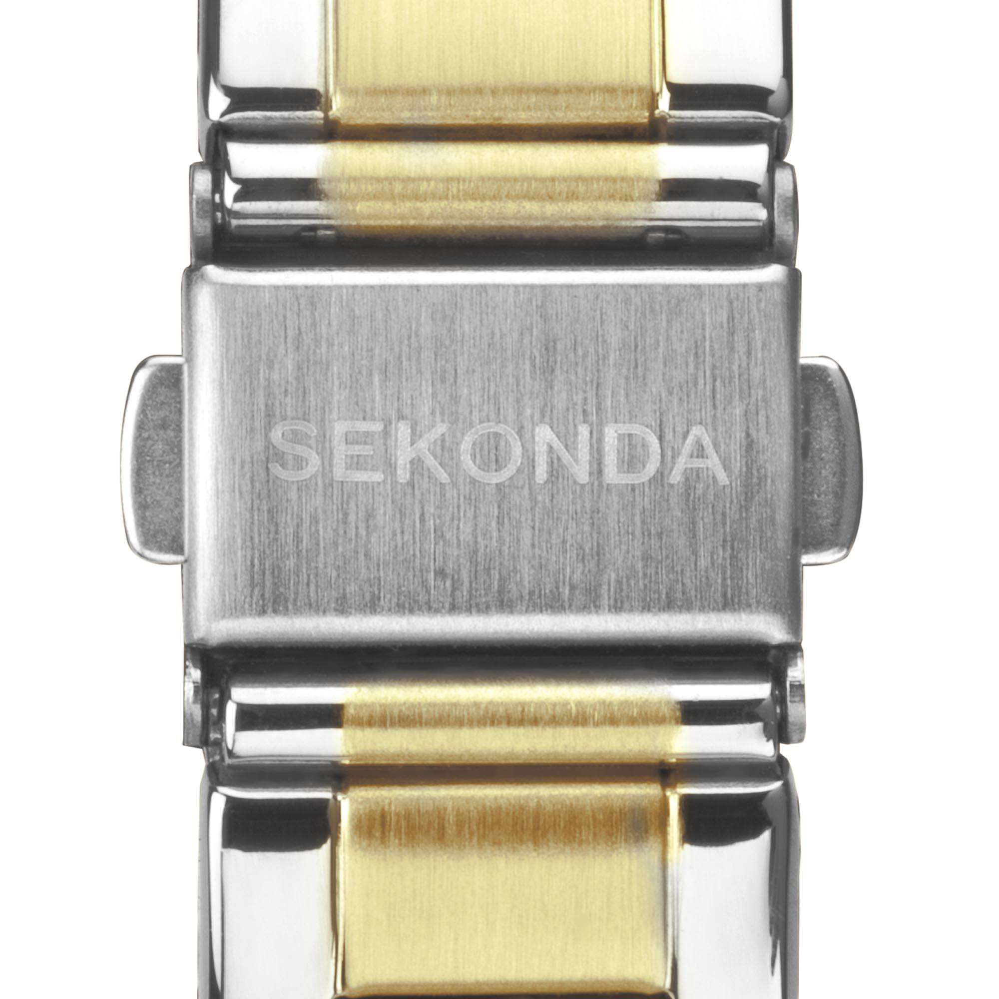 Sekonda Classic Colour Pop Quarz Schwarzes Zifferblatt Zweifarbiges Edelstahlarmband Damen Uhr 40429