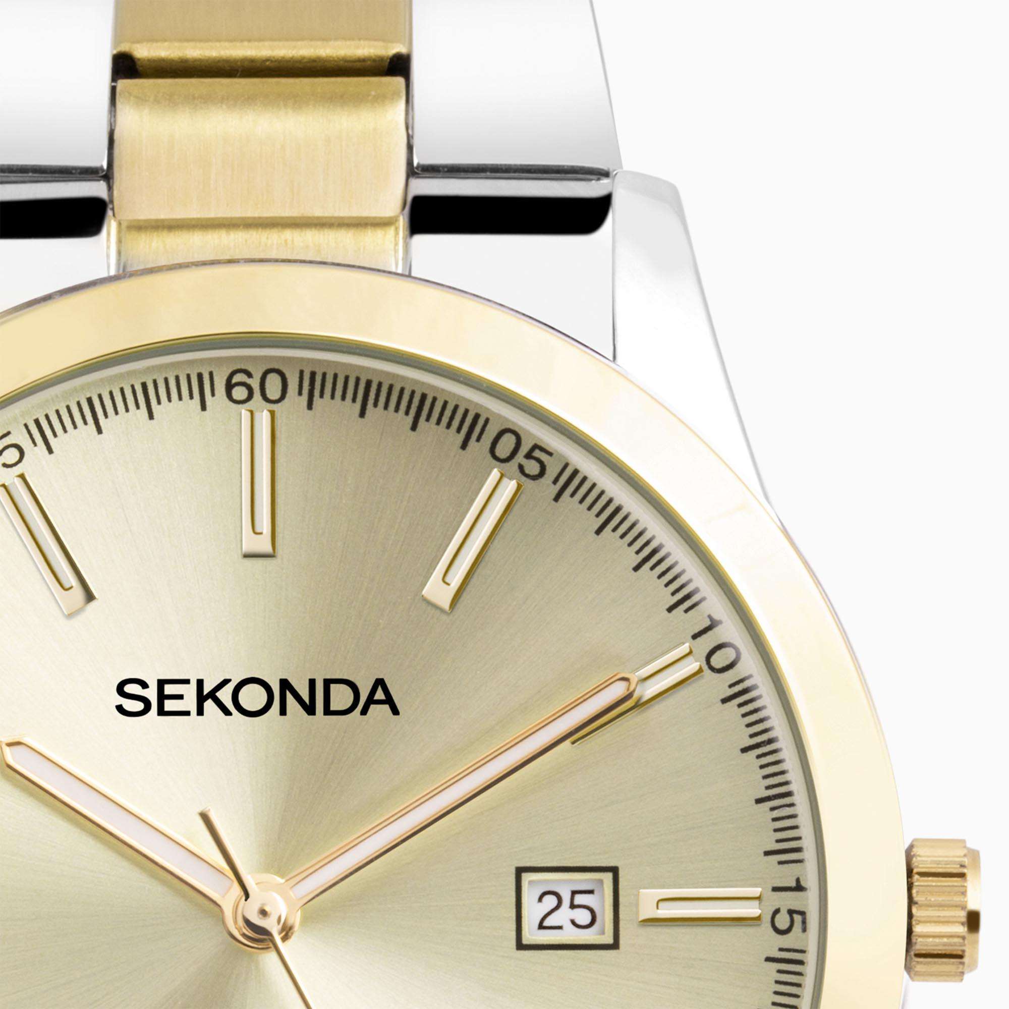 Sekonda Classic Quarz Champagner Zifferblatt Zweifarbiges Edelstahlarmband Herren Uhr 1997