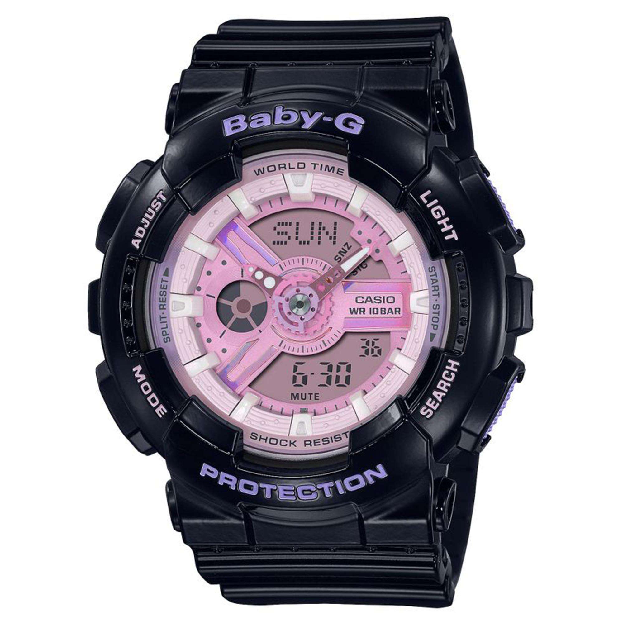 Casio G-Shock Quarz Rosa Zifferblatt Schwarzes Armband Damen Uhr BA-110PL-1AER