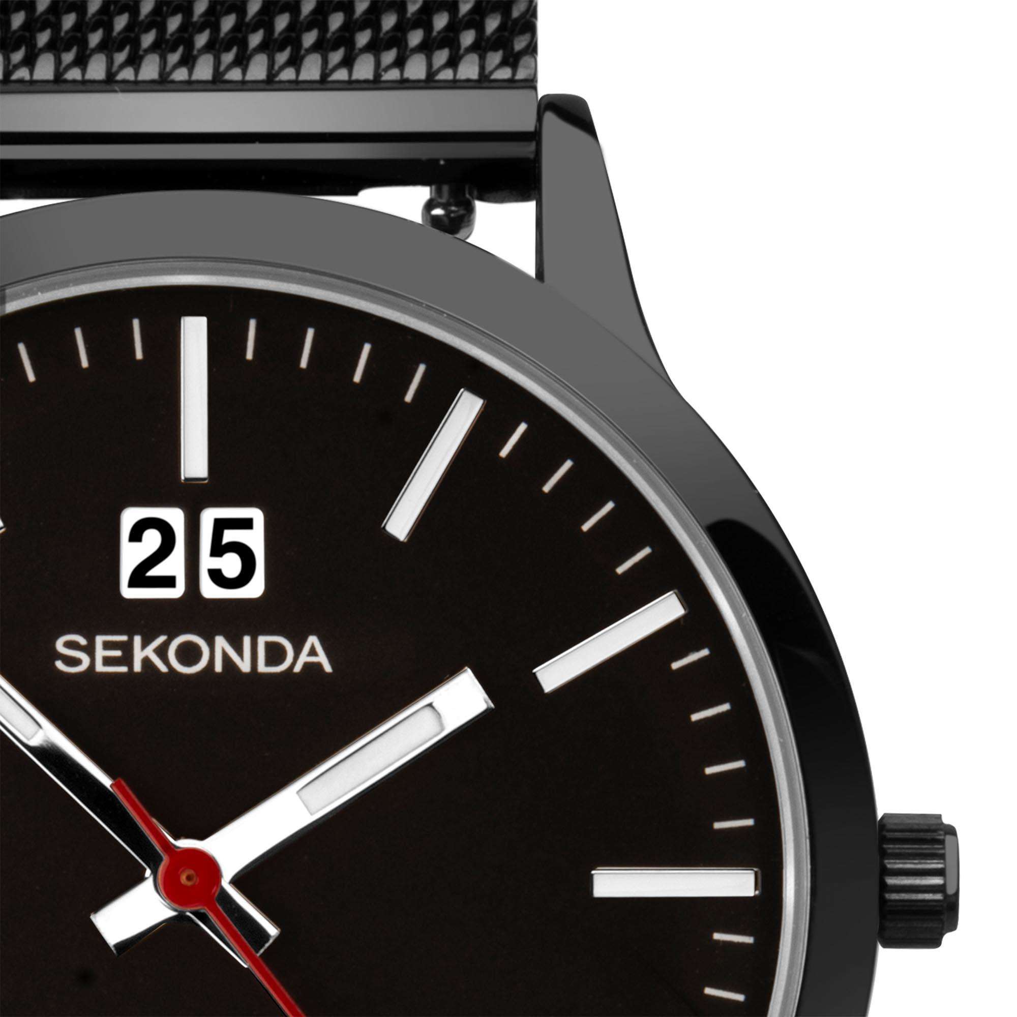 Sekonda Classic Quartz Black Dial Black Milanese Bracelet Watch 1942