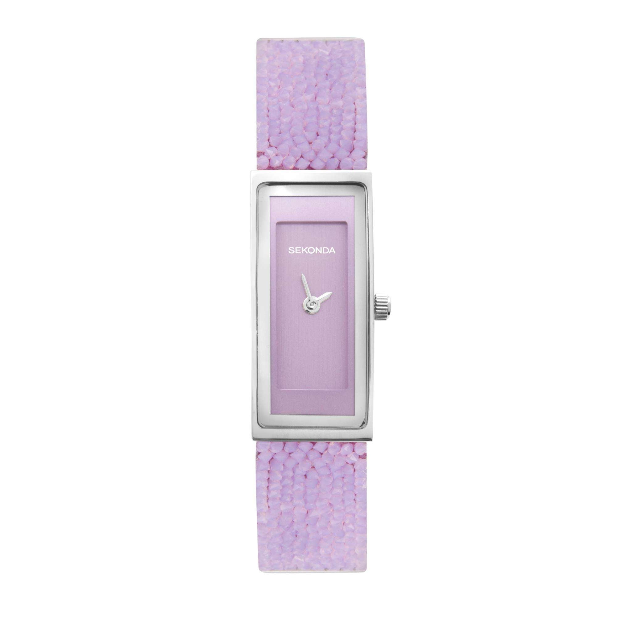 Sekonda Pastel Rocks Quartz Lilafarbenes Zifferblatt Lilafarbenes Armband Damen Uhr 40375