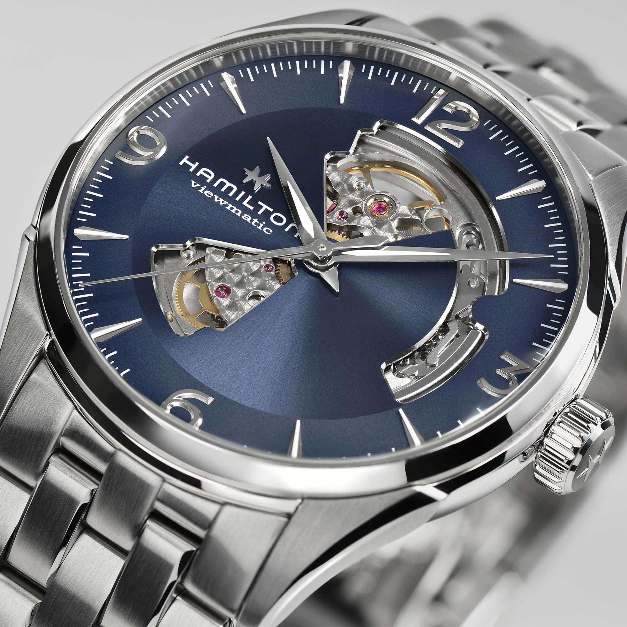 Hamilton Jazzmaster 42mm Offenes Herz Blau Zifferblatt Stahl Herren Automatik Uhr H32705141